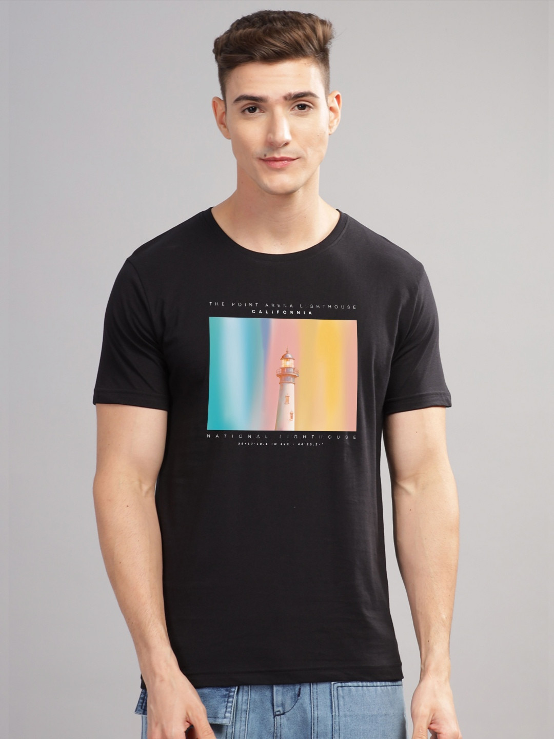 

ADRO Men Printed T-shirt, Black
