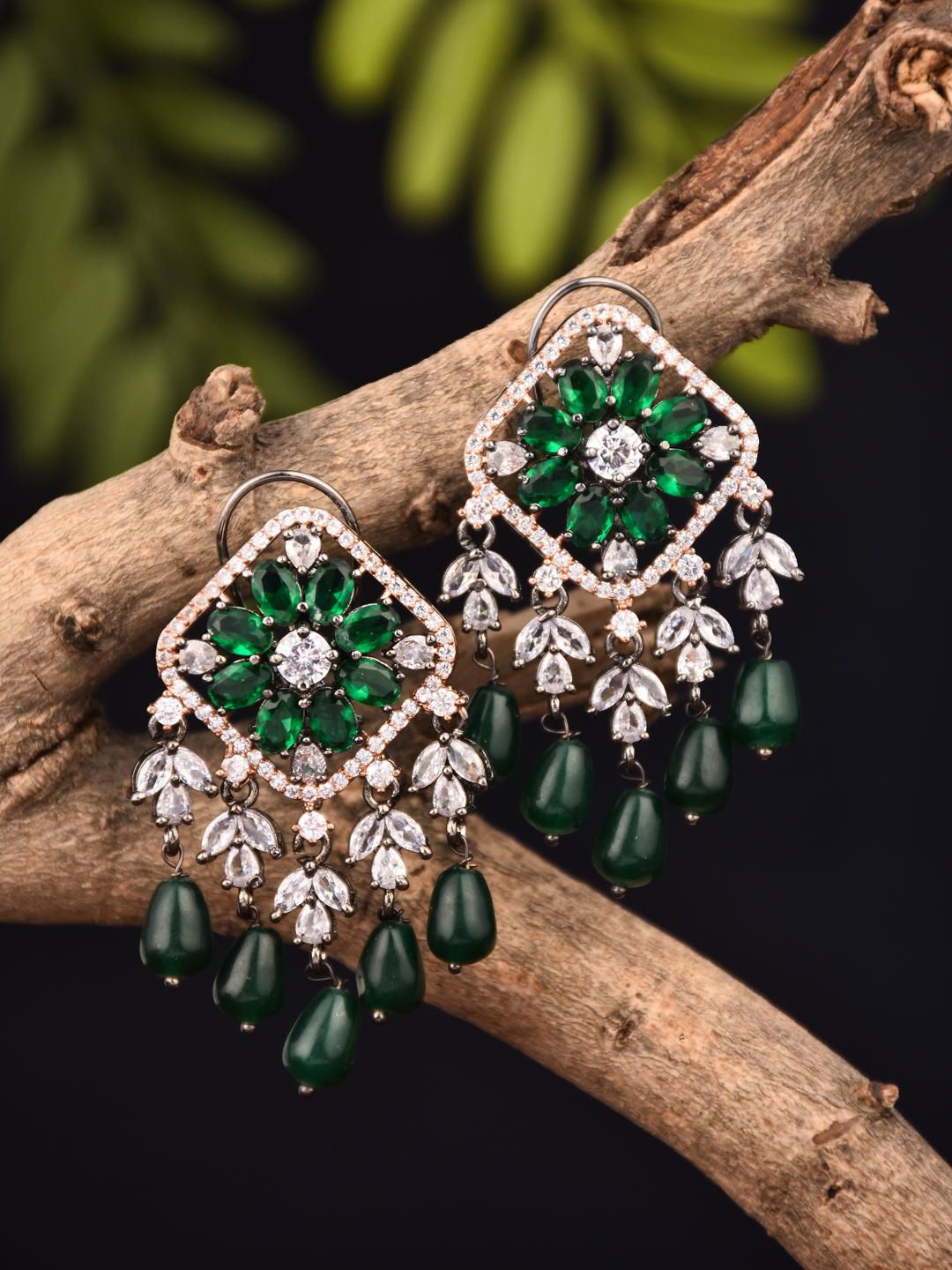 

Reenisaa Diamond Shaped Drop Earrings, Green