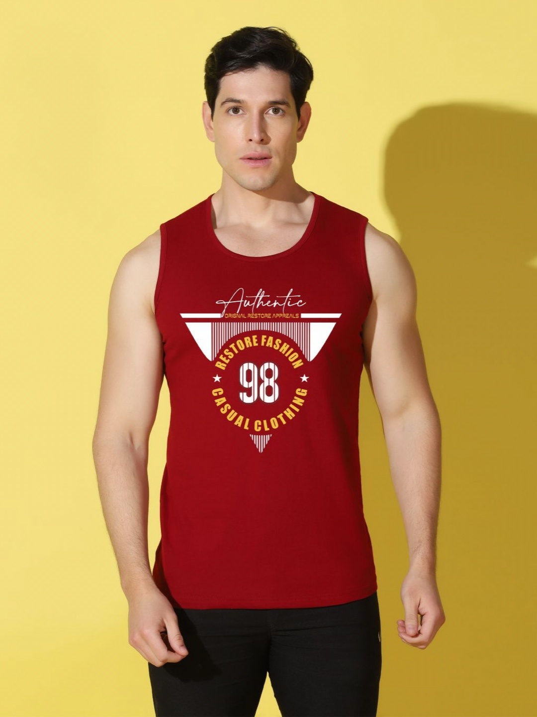 

WOOSTRO Men Typography Printed Applique Slim Fit T-shirt, Maroon