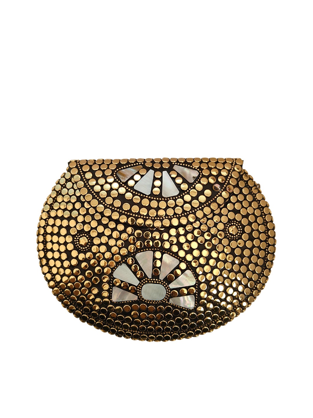 

MAATIR DESIGNS Embellished Half Moon Clutch, Grey