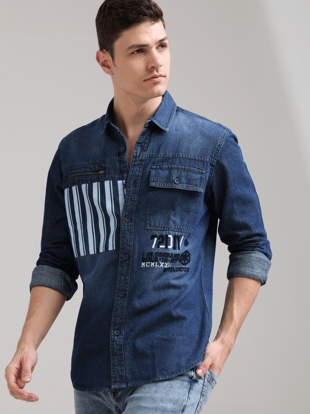 

Estilocus Men Standard Opaque Casual Shirt, Navy blue