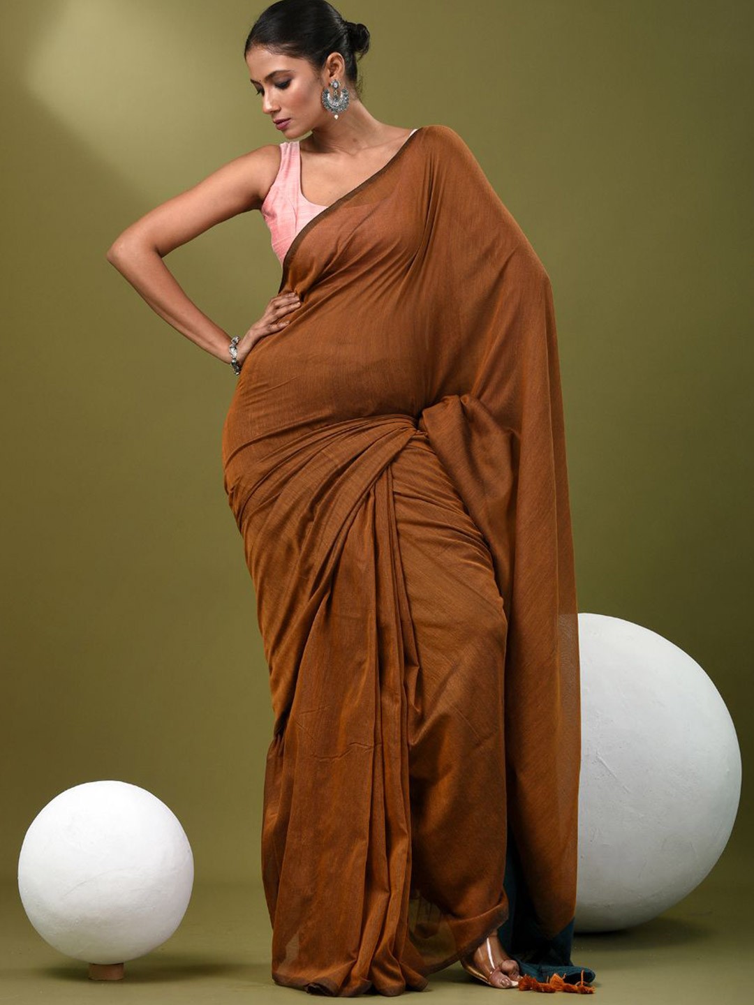 

Charukriti Pure Cotton Saree, Brown