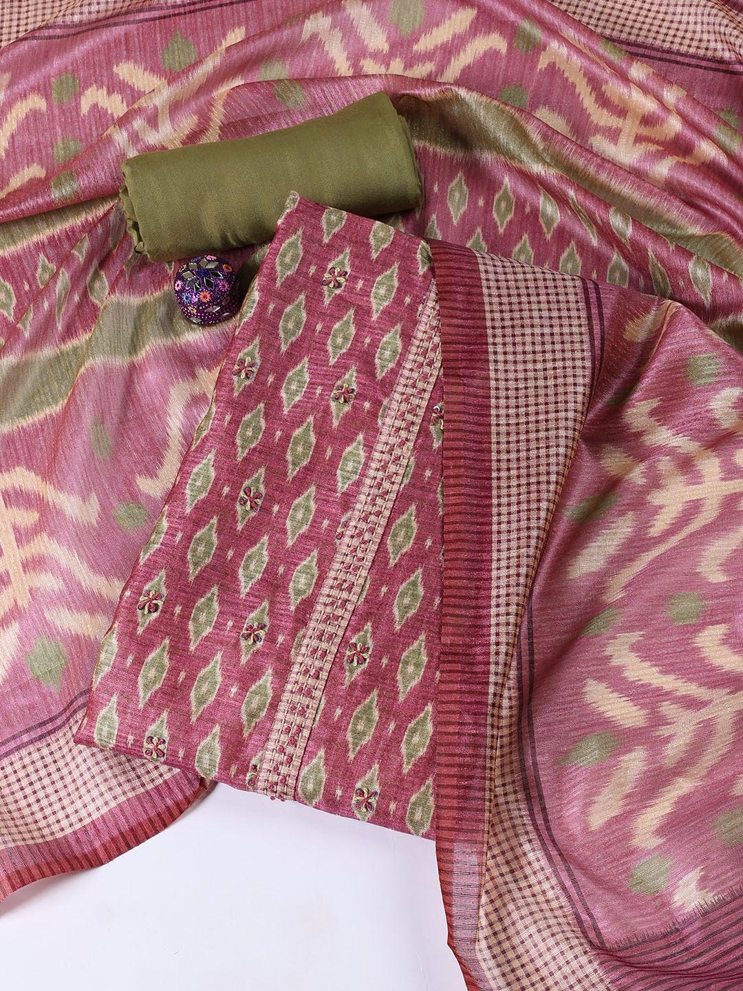 

Meena Bazaar Printed Art Silk Unstitched Dress Material, Magenta