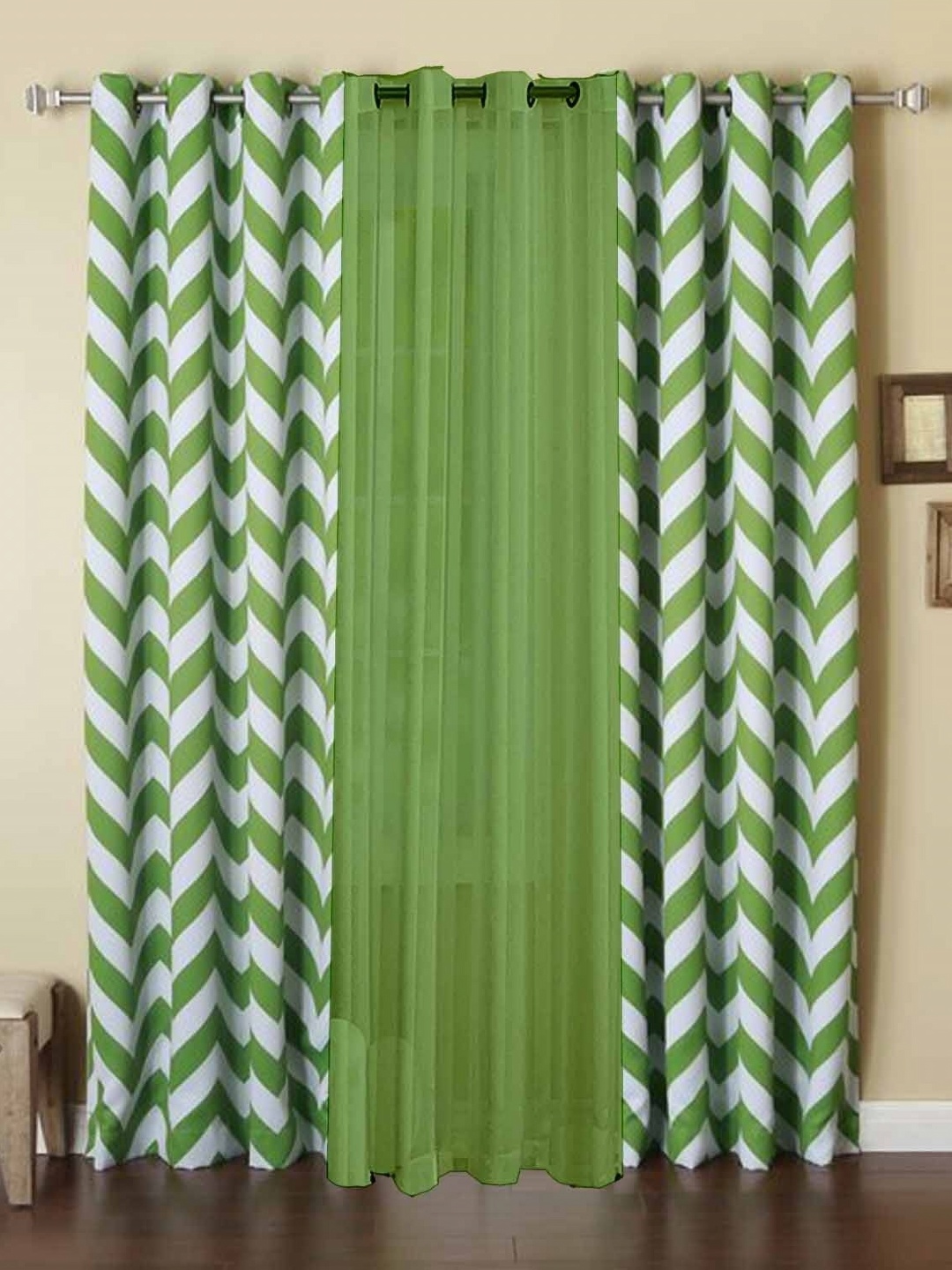 

Dekor World Multicoloured Set of 3 Window Curtain, Multi