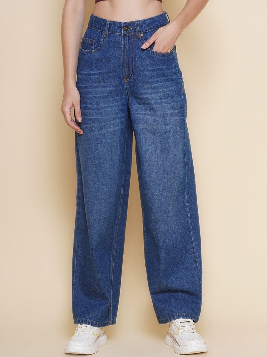 

BAESD Women Comfort Wide Leg Light Fade Stretchable Jeans, Blue