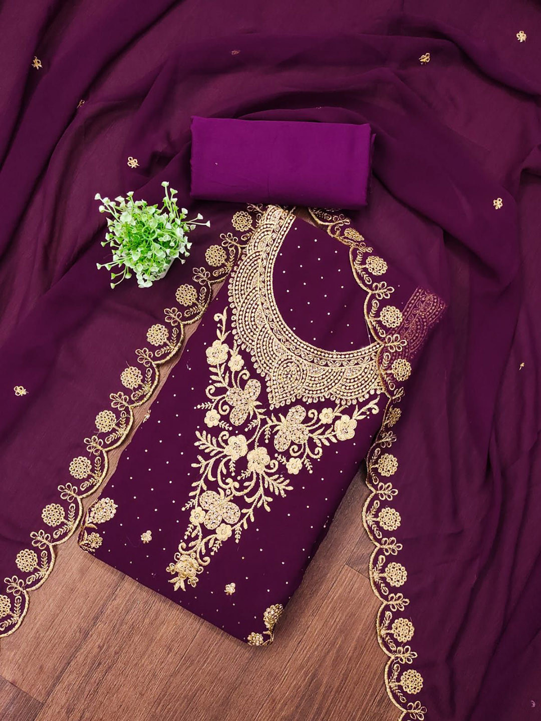 

BlissFlair Unstitched Dress Material, Purple