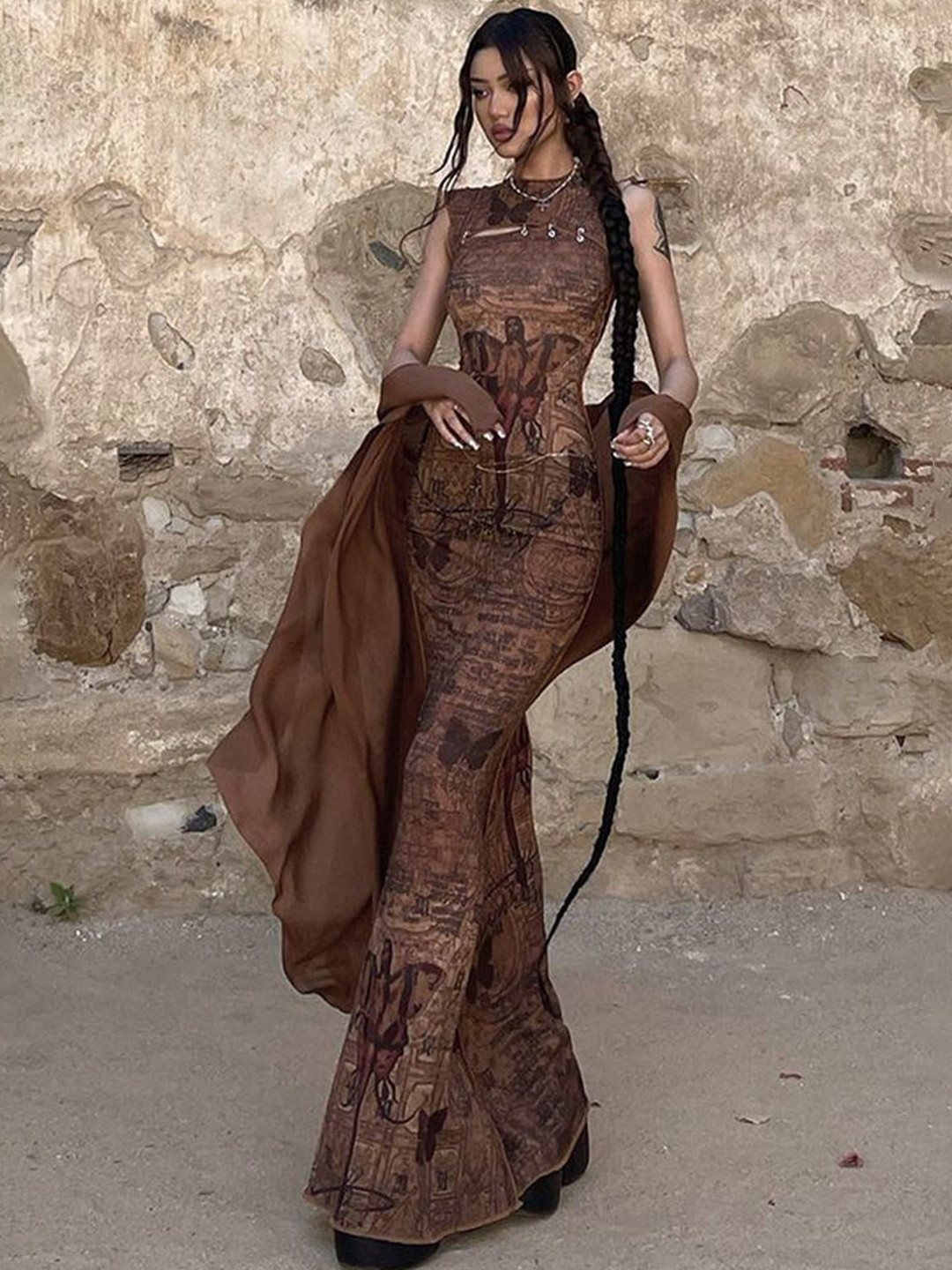 

LULU & SKY Embellished Maxi Dress, Brown