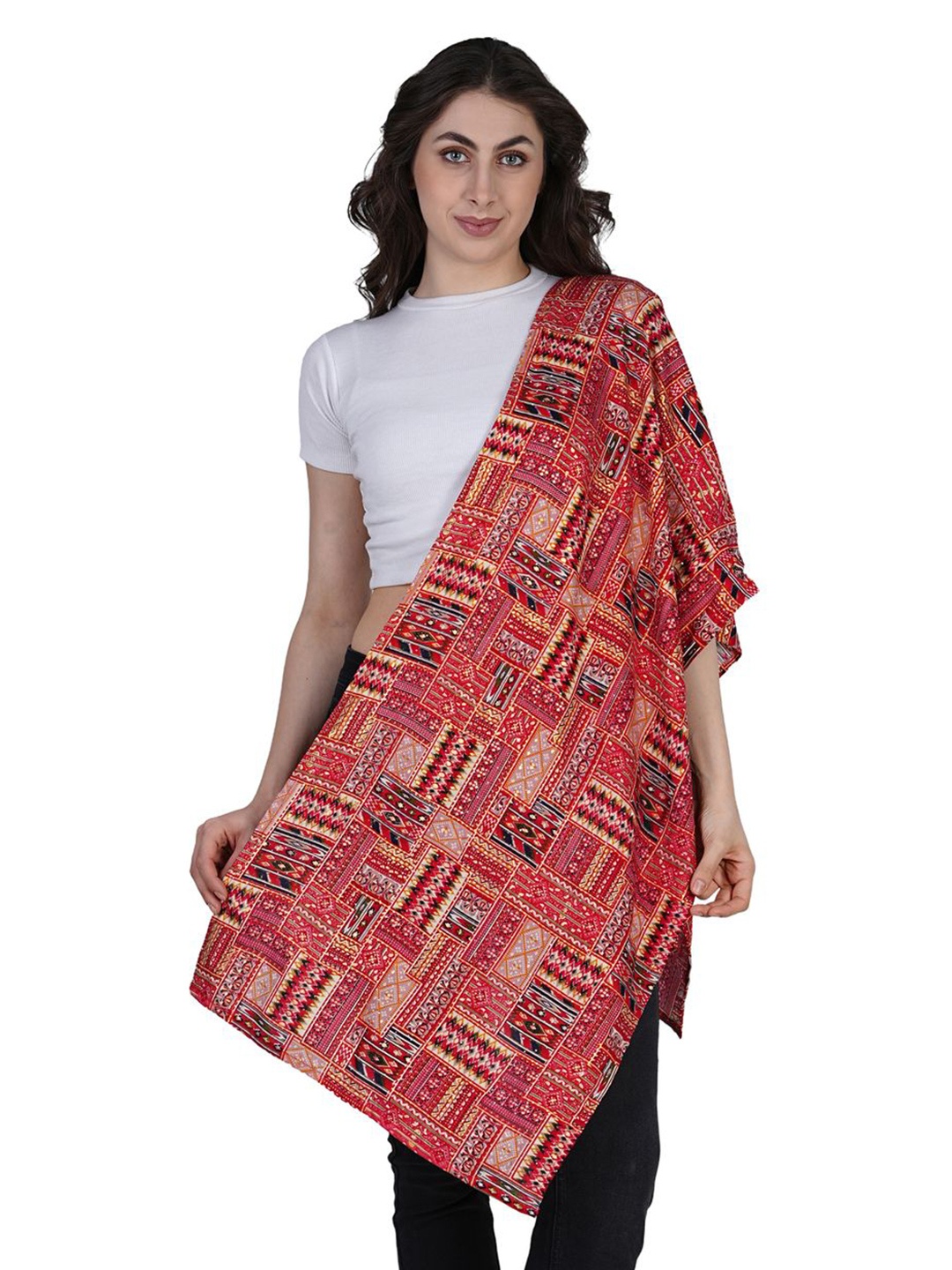 

TEEMOODS Women Printed Scarf, Red