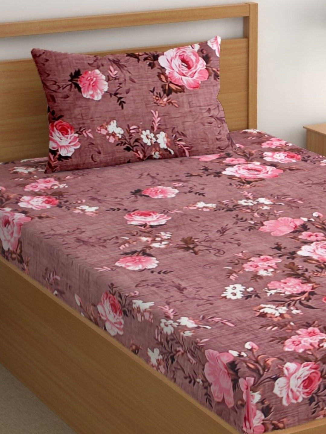 

CG HOMES Pink 180 TC Single Bedsheet with 1 Pillow Covers