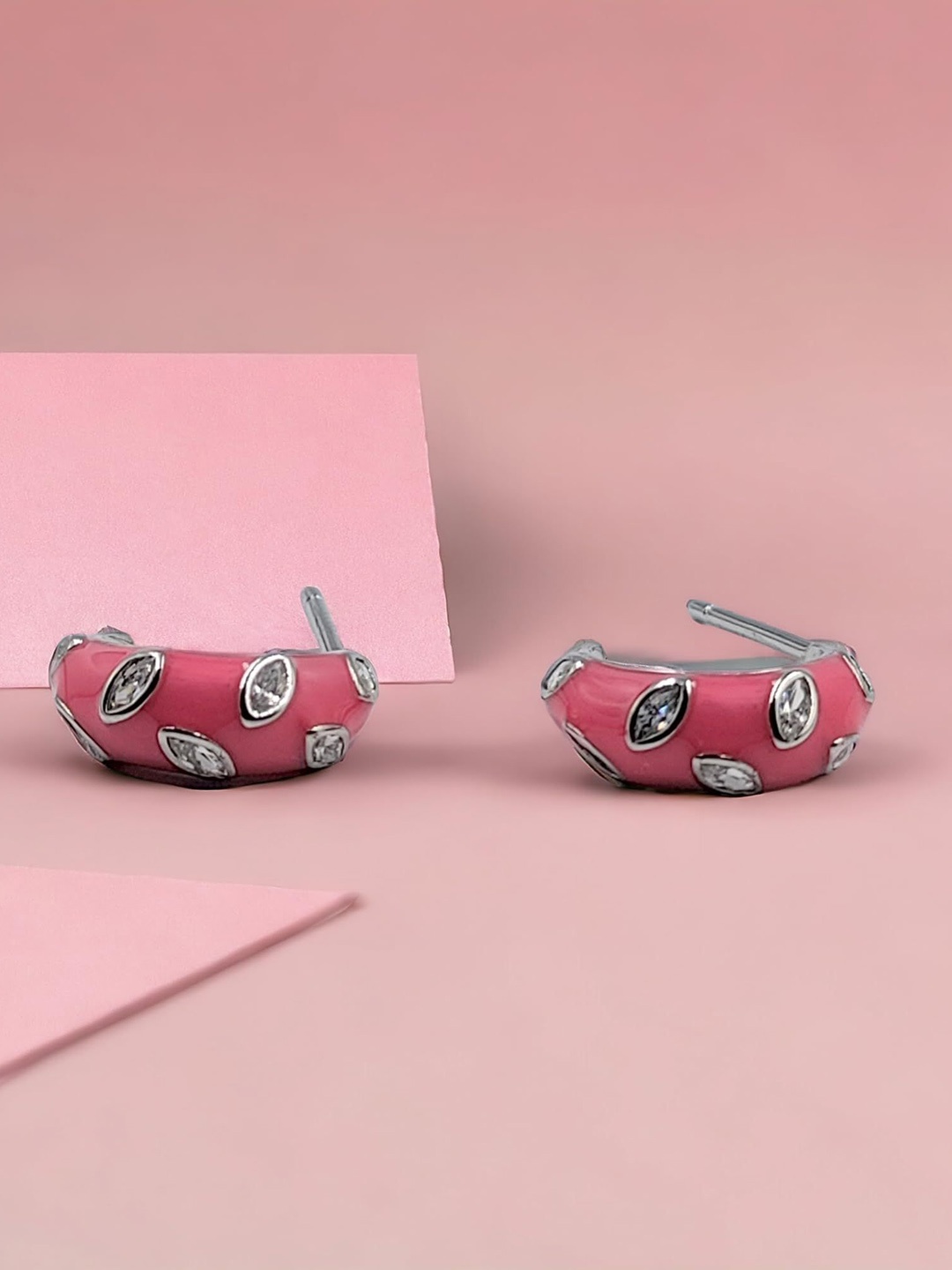

AMONROO Contemporary Studs Earrings, Pink