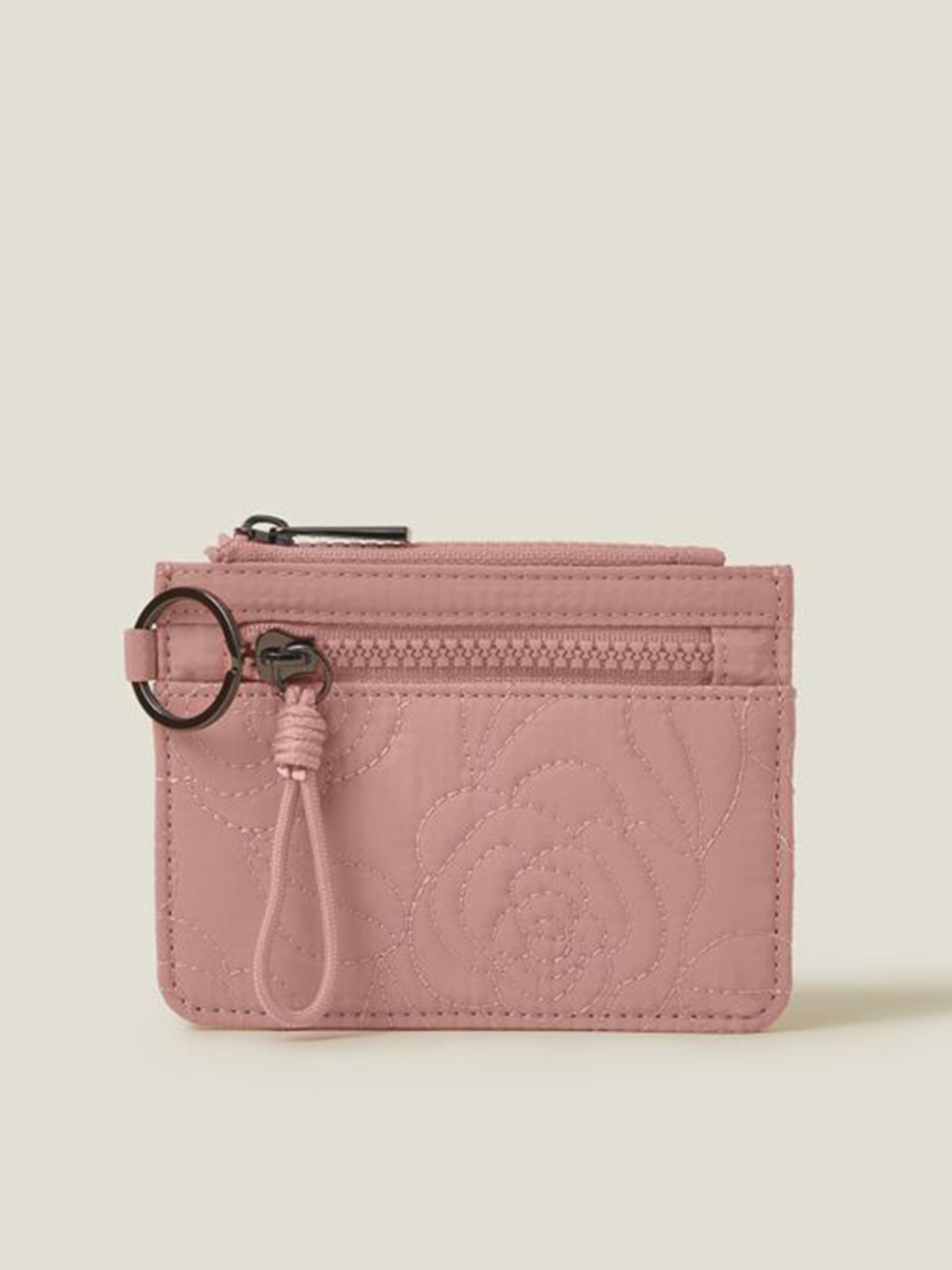 

Accessorize Women Geometric Quilted Card Holder, Pink