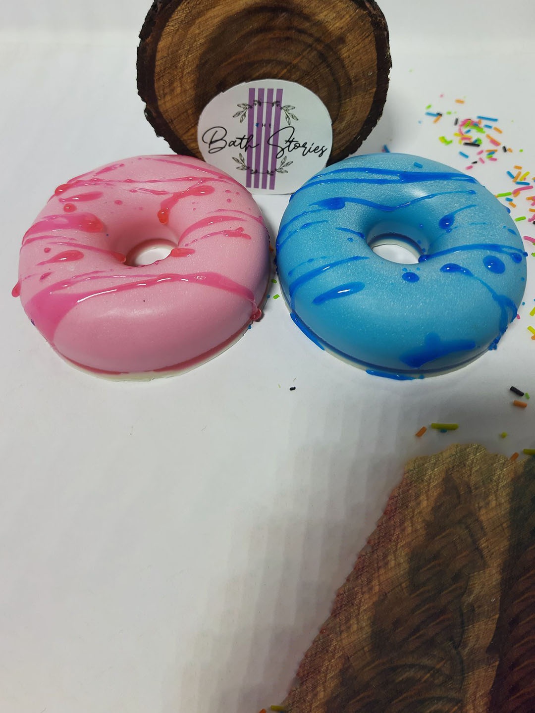 

The Bath Stories Set Of 2 Natural Handmade Donut Soap - 100 g Each, Blue