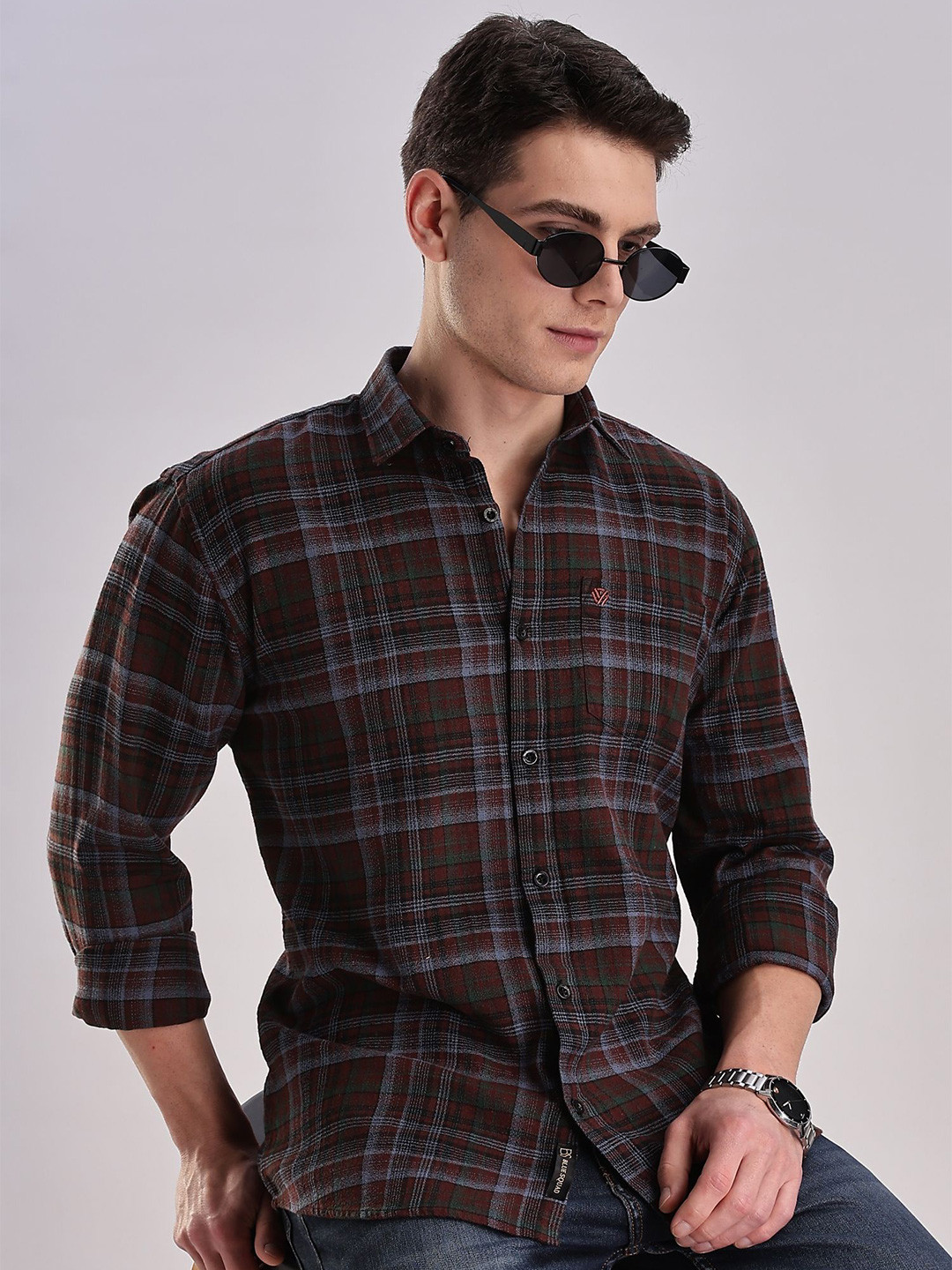 

BS BLUE SQUAD Men Slim Fit Opaque Checked Casual Shirt, Multi
