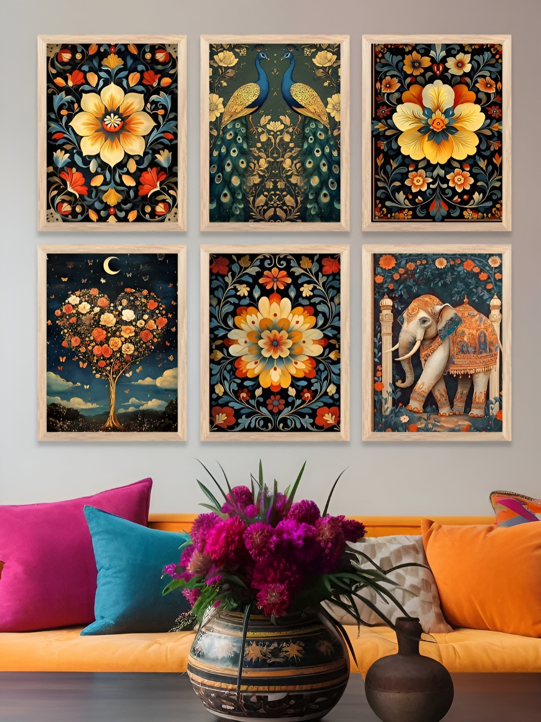 

Kotart Brown & Yellow 6 and more Piece Wood Abstract Wall Paintings