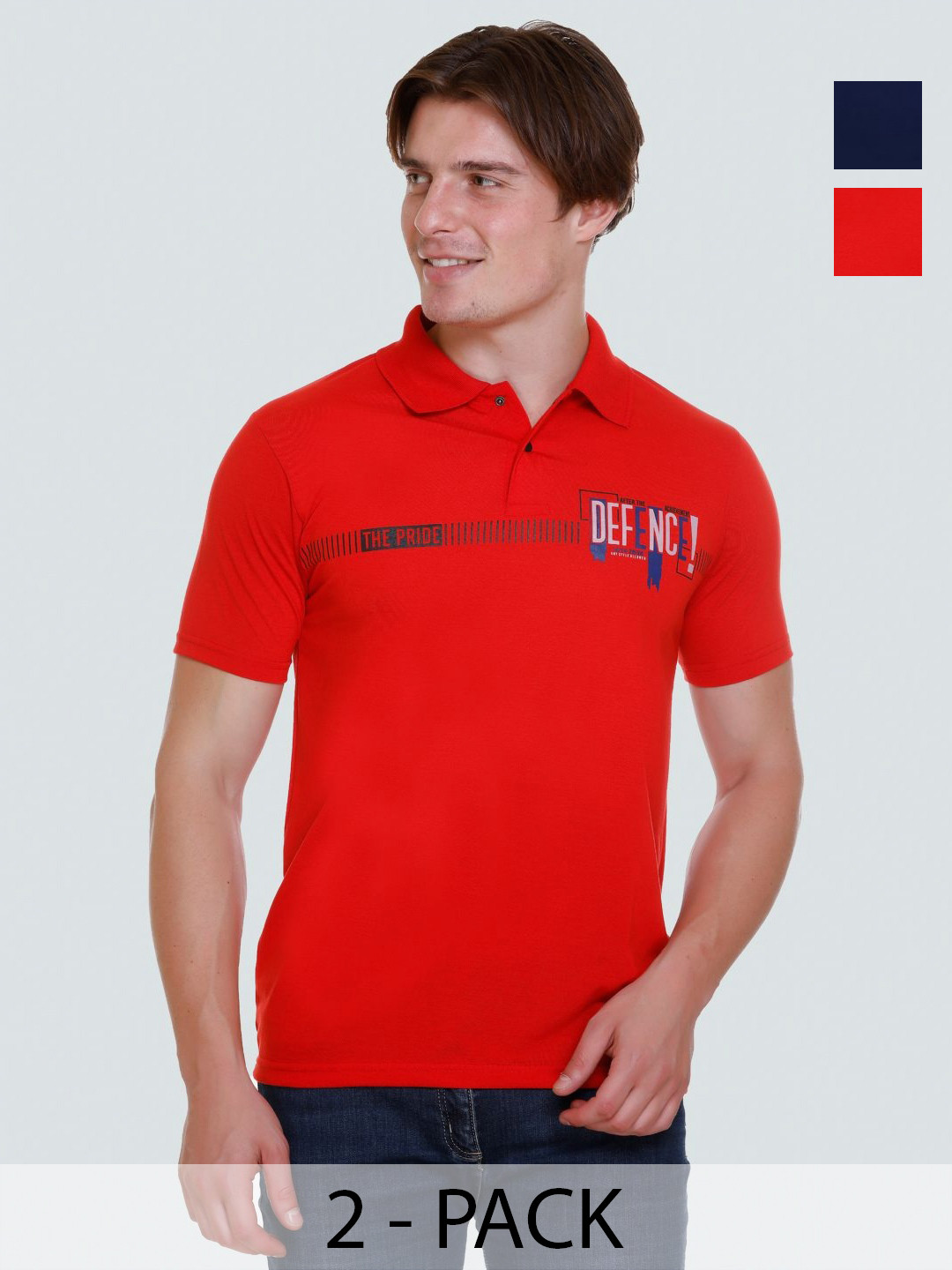 

Yoorix Men 2 Polo Collar T-shirt, Red