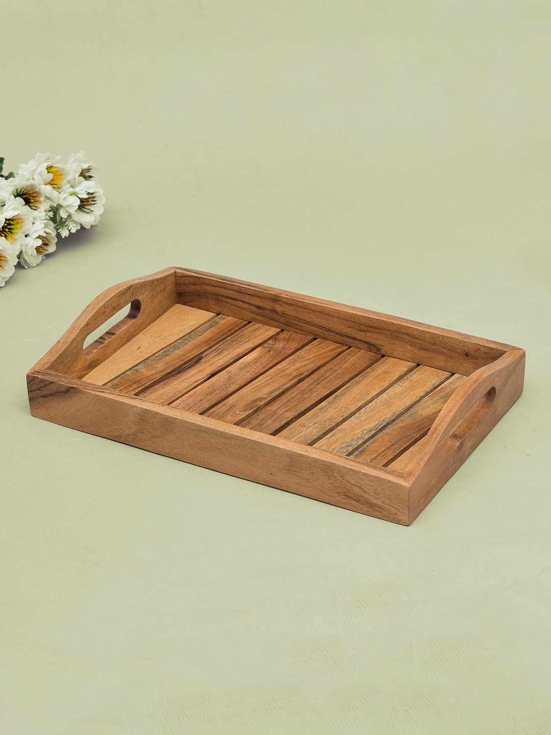 

oggn Brown 2025 Wood 1 Pieces Easy to Clean Serving Tray