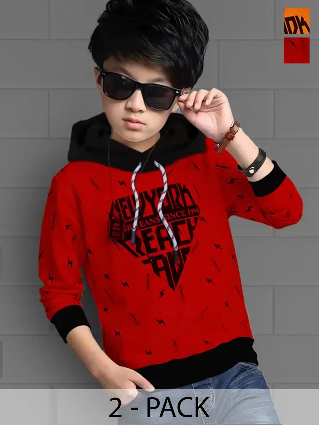 

TICOSS Boys Typography 2 Printed Hooded T-shirt, Multi