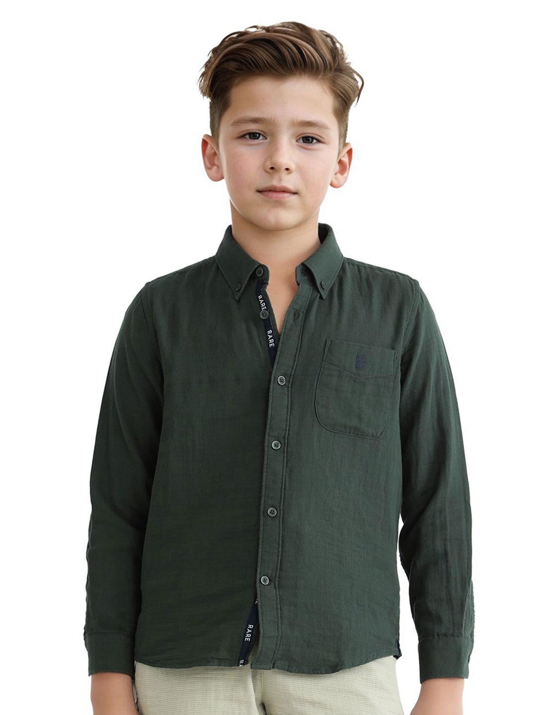 

RARE ONES Boys Opaque Casual Shirt, Green