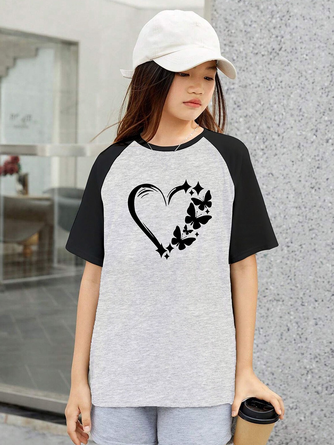 

MODARUE Girls Printed T-shirt, Grey