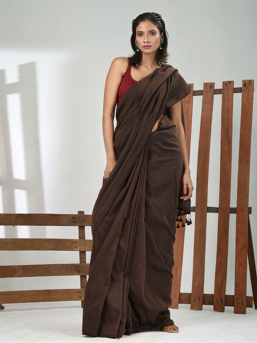 

Charukriti Pure Cotton Saree, Brown