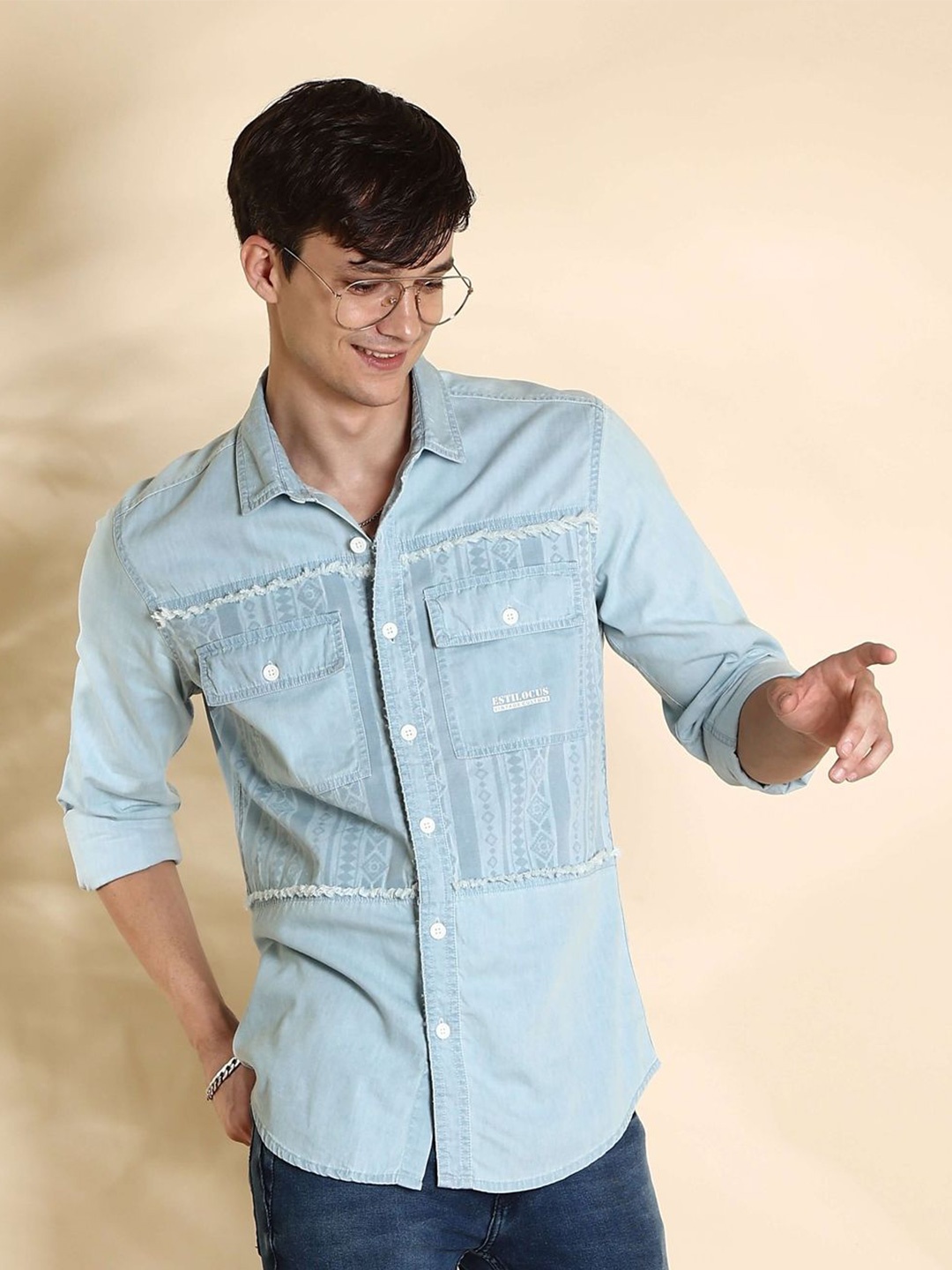 

Estilocus Men Standard Opaque Casual Shirt, Blue