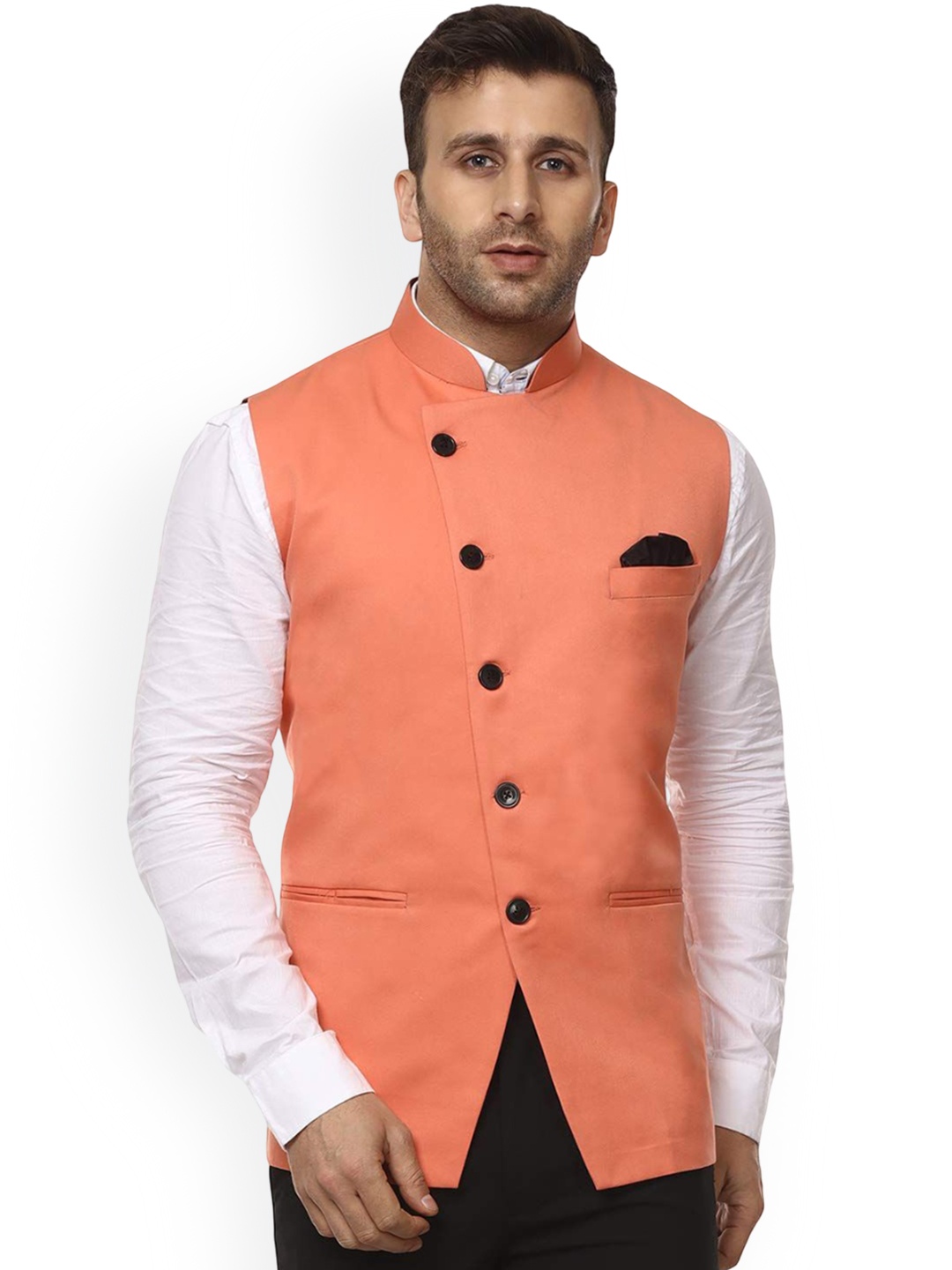 

VEERA PARIDHAAN Chinese Collar Nehru Jackets, Pink