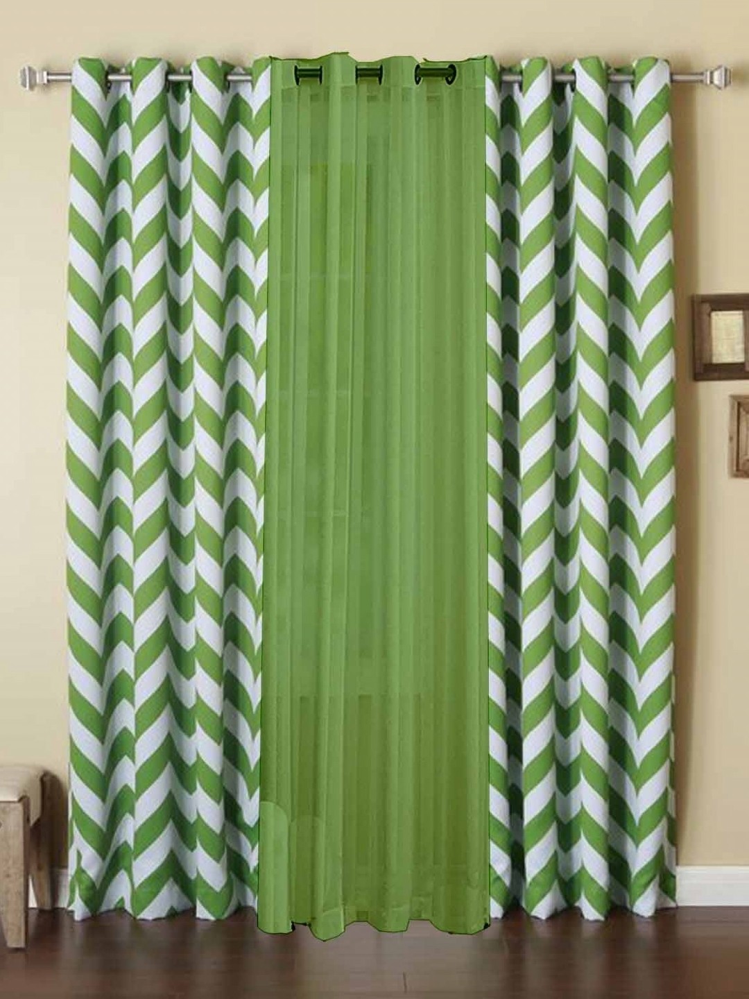 

Dekor World Multicoloured Set of 3 Long Door Curtain, Multi