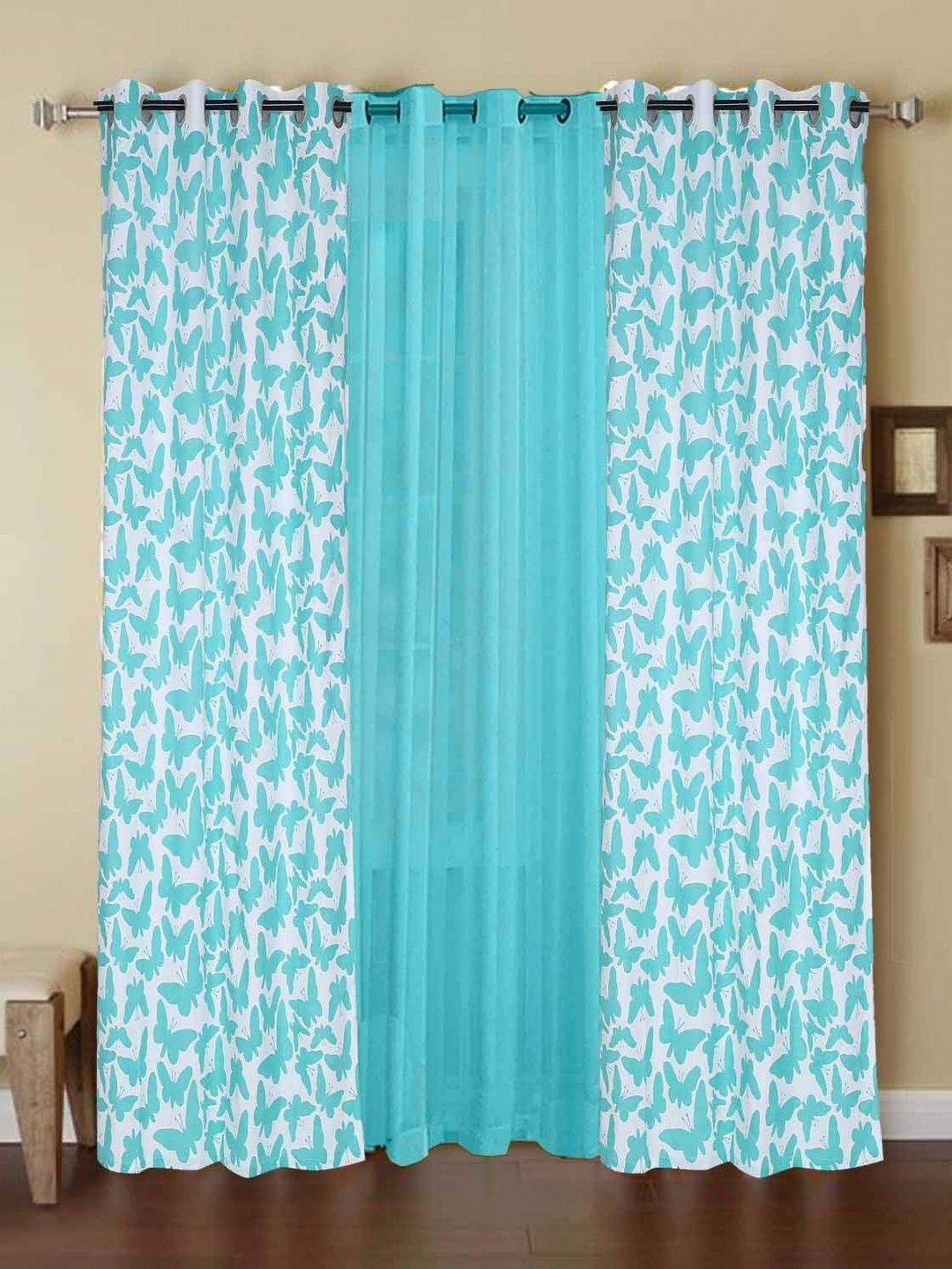 

Dekor World Multicoloured Set of 3 Long Door Curtain, Multi