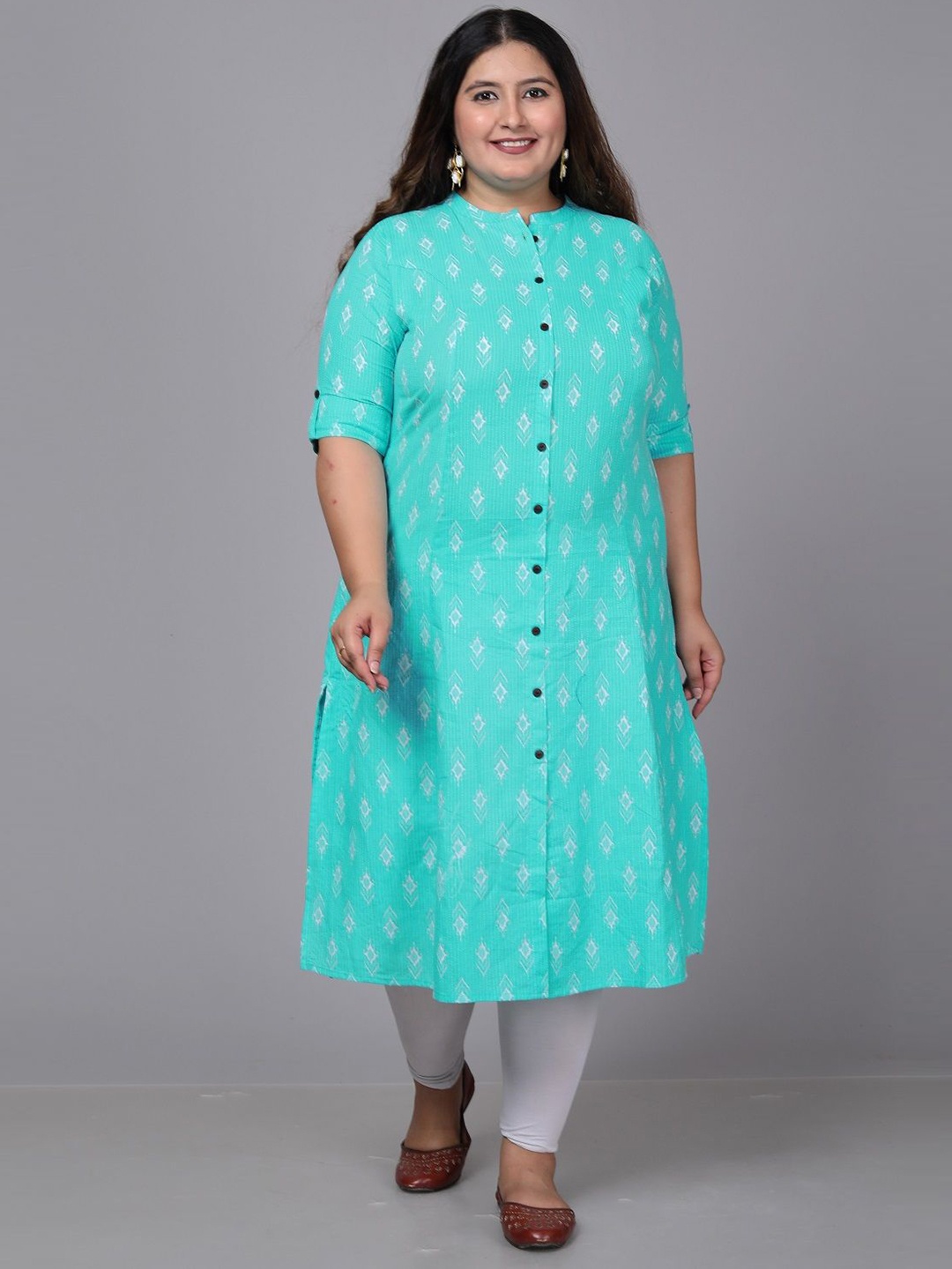 

Gs Fashions Printed Mandarin Collar Kurta, Blue