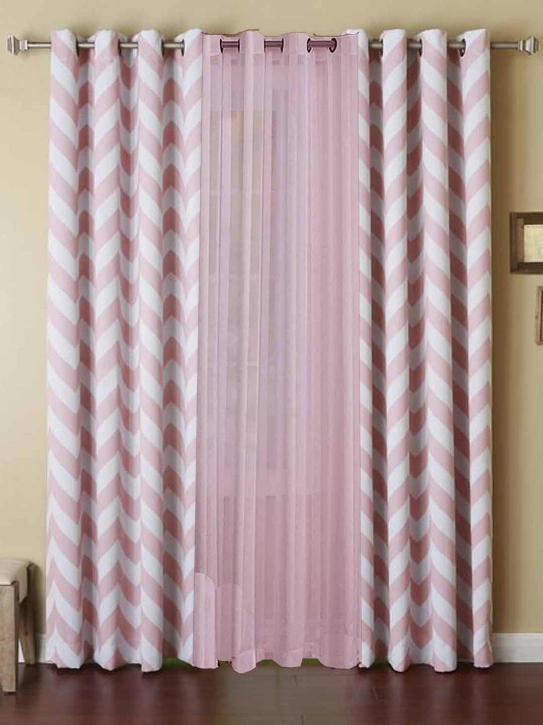 

Dekor World Multicoloured Set of 3 Window Curtain, Multi