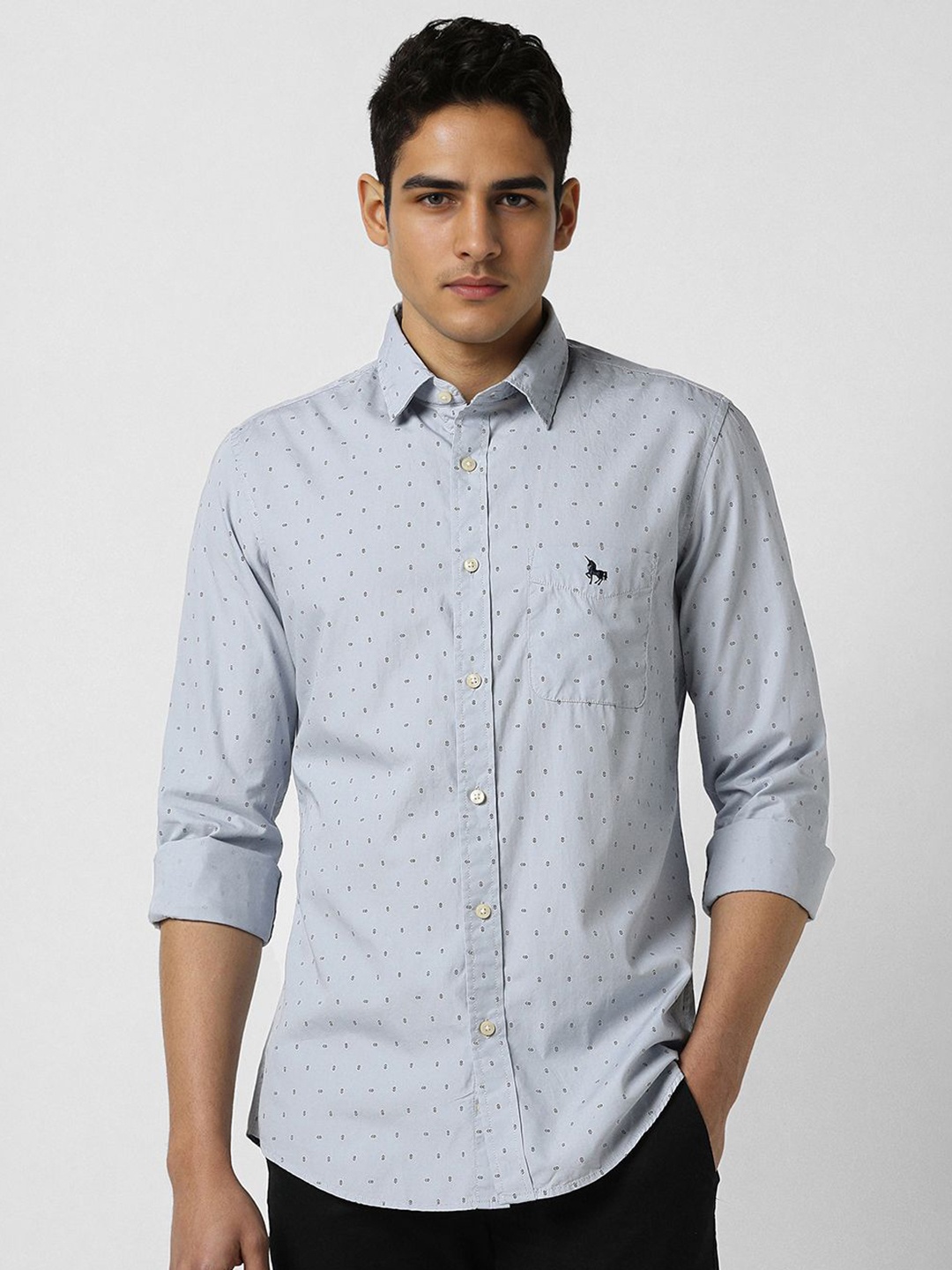 

Van Heusen Sport Men Slim Fit Opaque Printed Casual Shirt, Blue