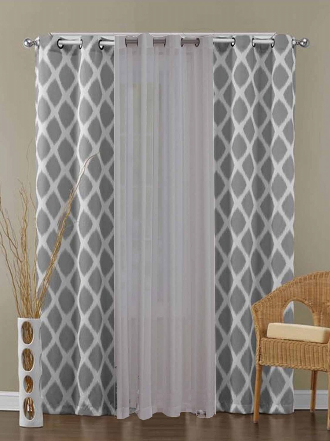 

Dekor World Multicoloured Set of 3 Door Curtain, Multi