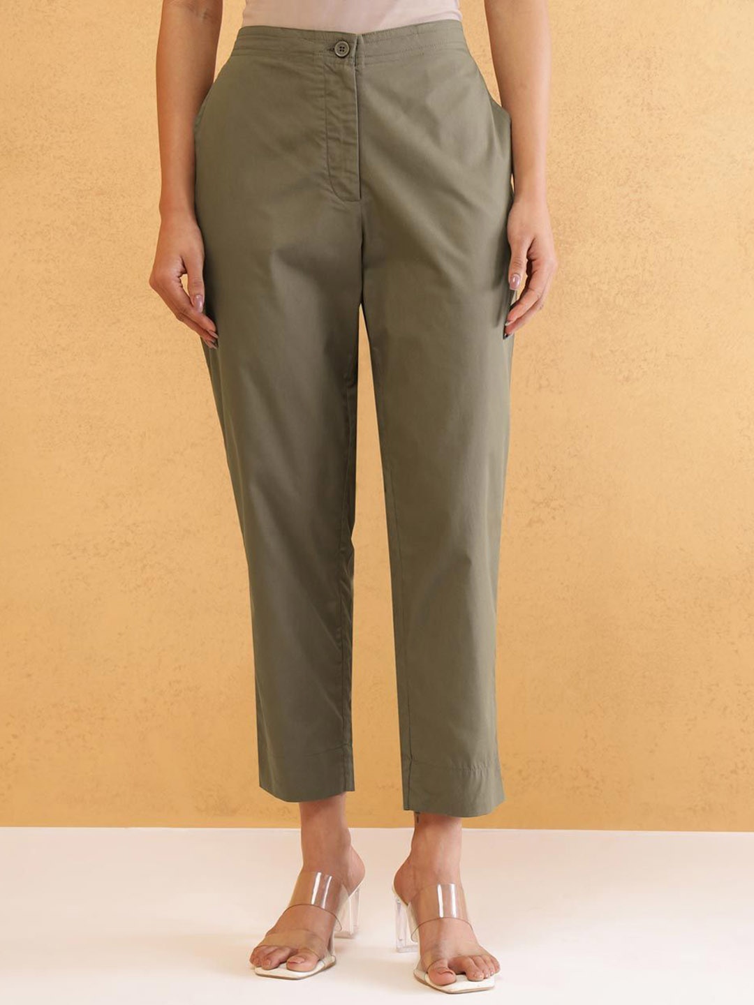 

Fabindia Women Trousers, Olive