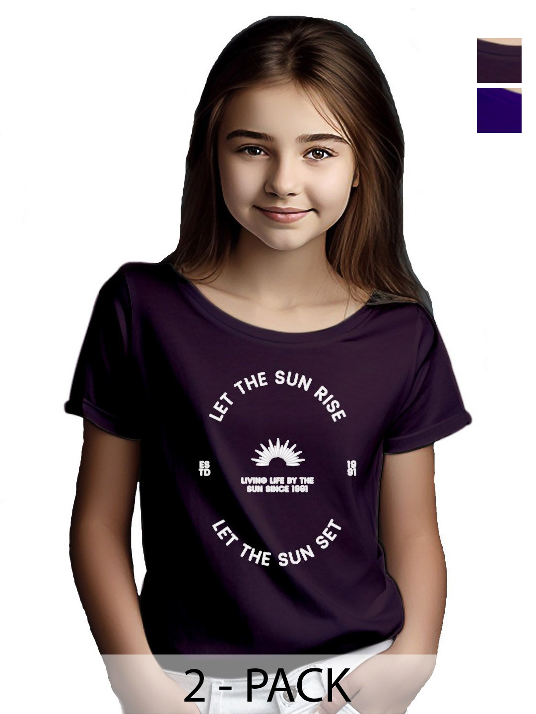 

BAESD Girls 2 Printed Pockets T-shirt, Black