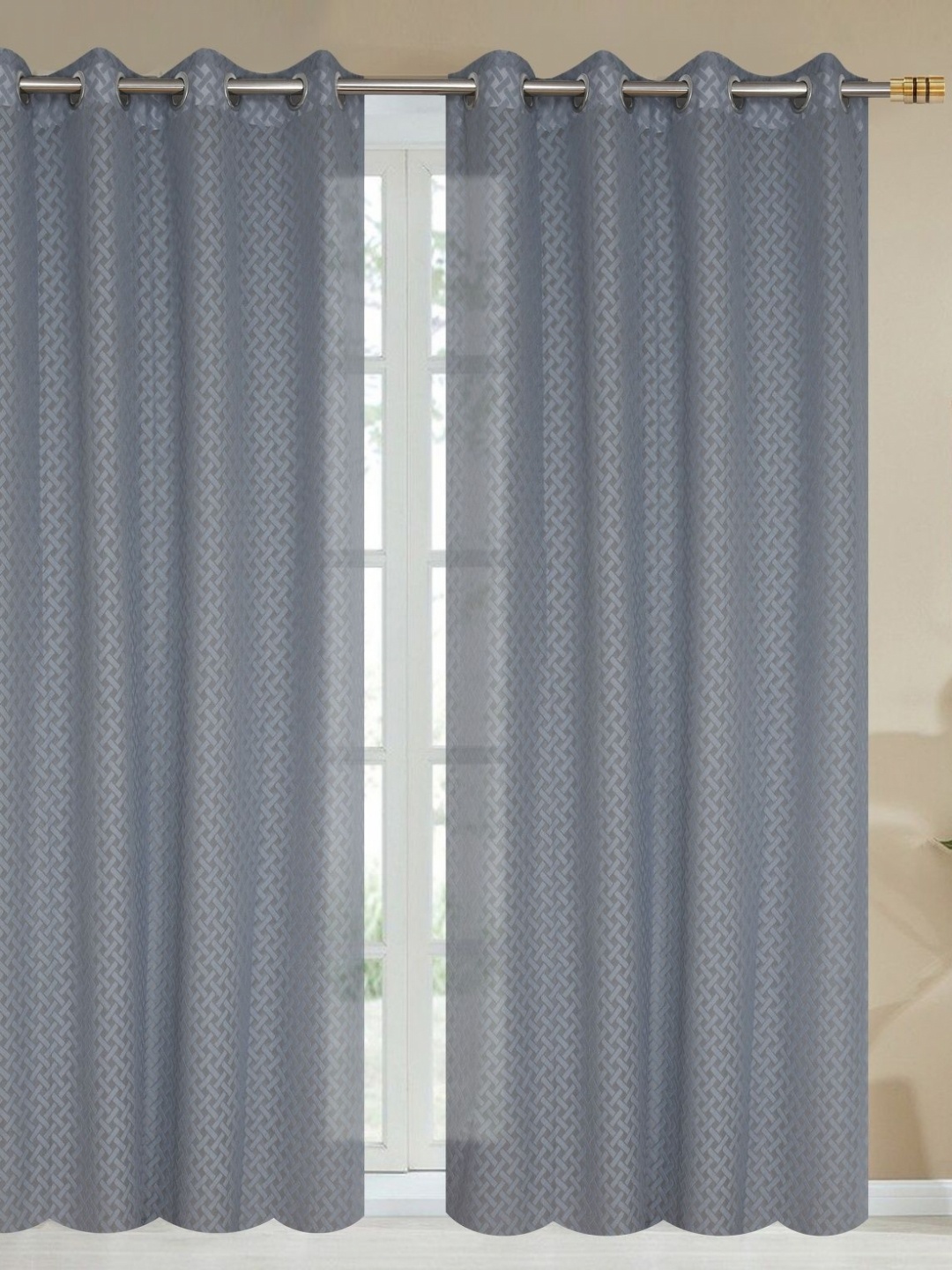 

Galaxy Home Decor Grey Set of 2 Sheer Window Curtain