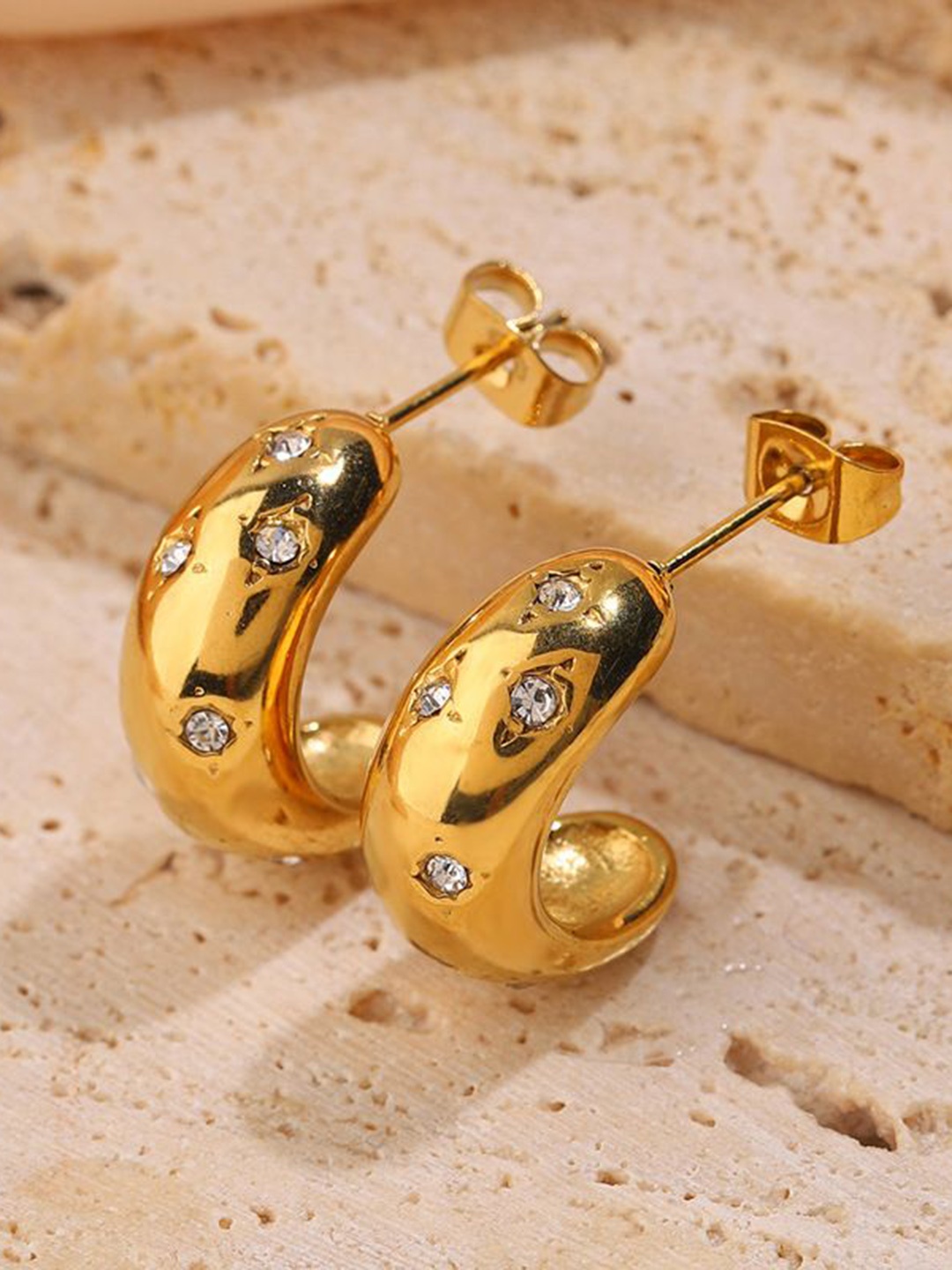 

DressBerry Diamond Shaped Half Hoop Earrings, Gold