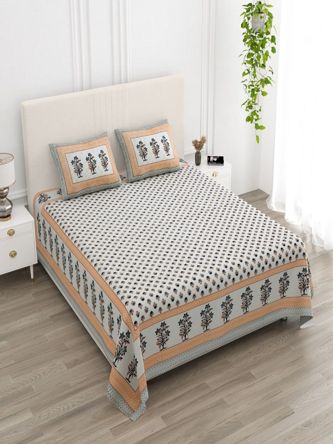 

CHICERY Multicoloured Floral 210 TC King Bedsheet with 2 Pillow Covers, White