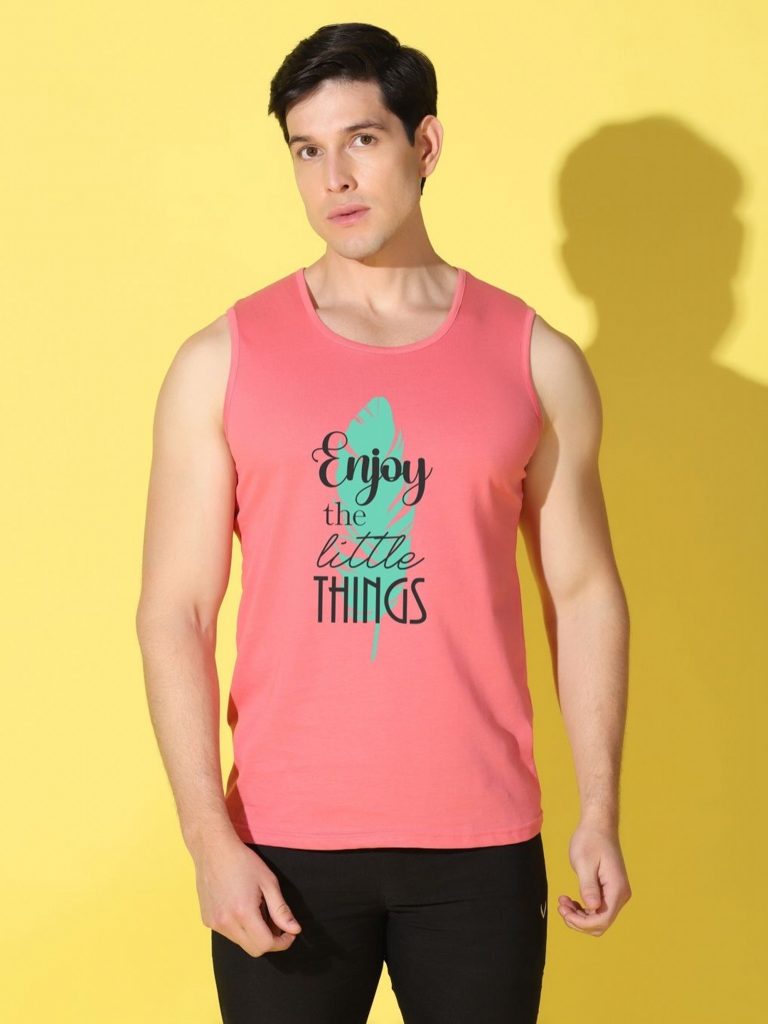 

WOOSTRO Men Typography Printed Slim Fit T-shirt, Peach