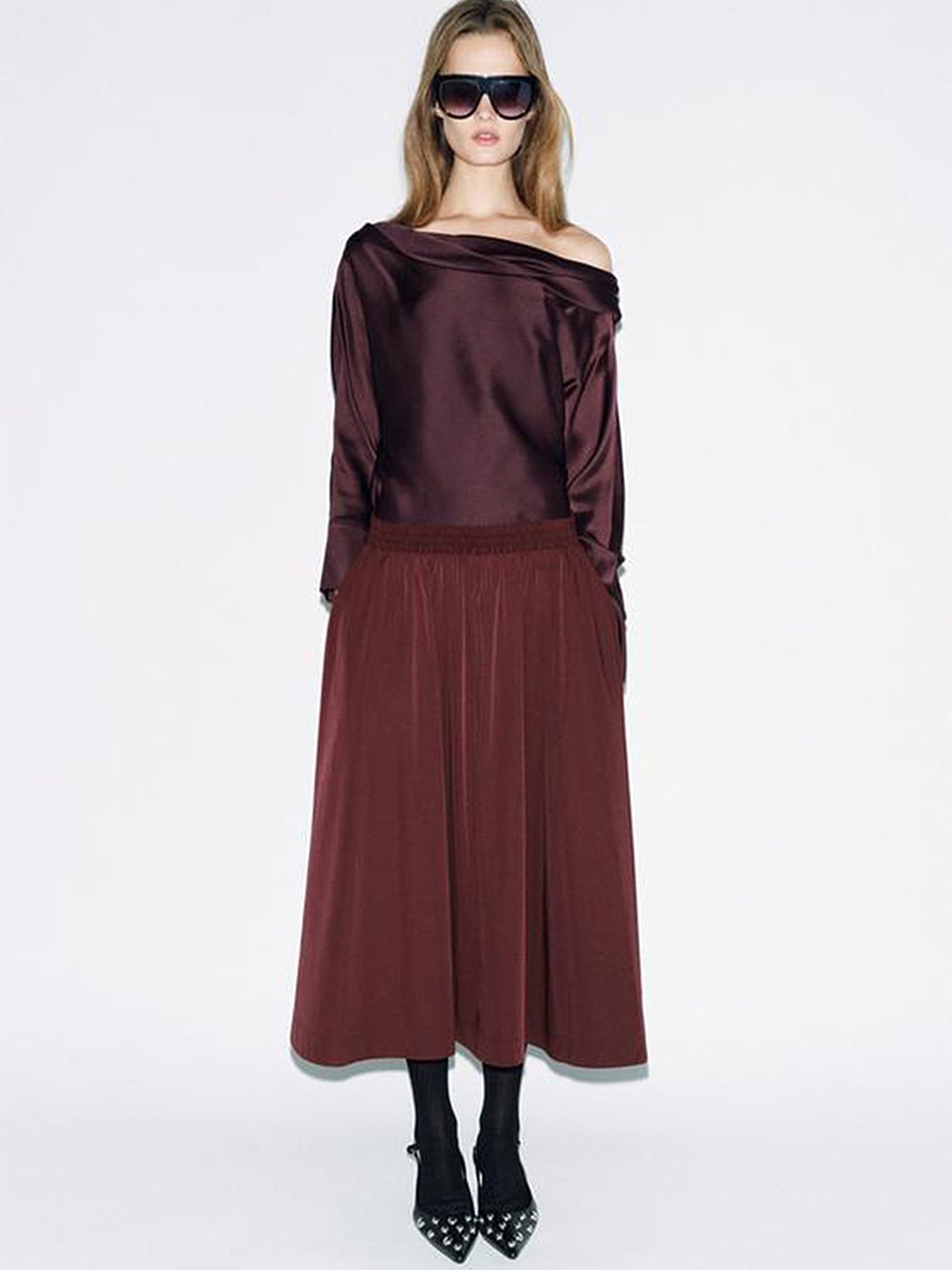 

LULU & SKY Off-Shoulder Top, Maroon