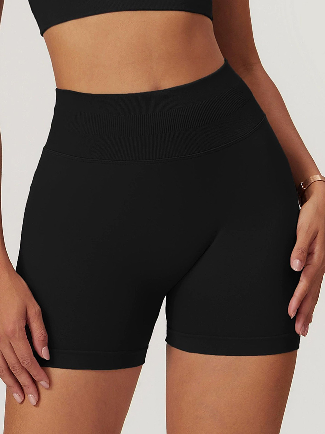 

LULU & SKY Women Skinny Fit High-Rise Sports Shorts, Black