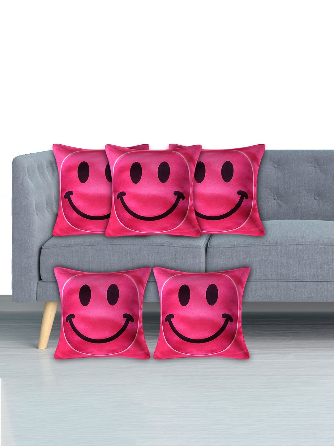 

Kuber Industries Pink Set of 5 Checked Velvet Square Cushion Covers