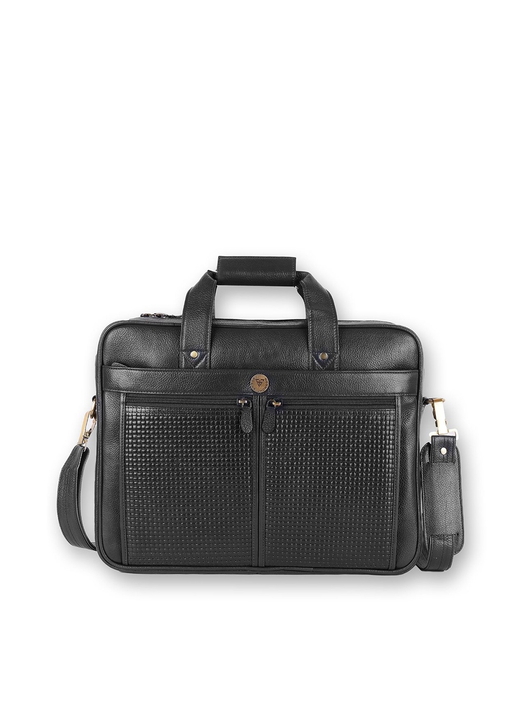 

Steve Jhonson Men Leather Laptop Bag, Black