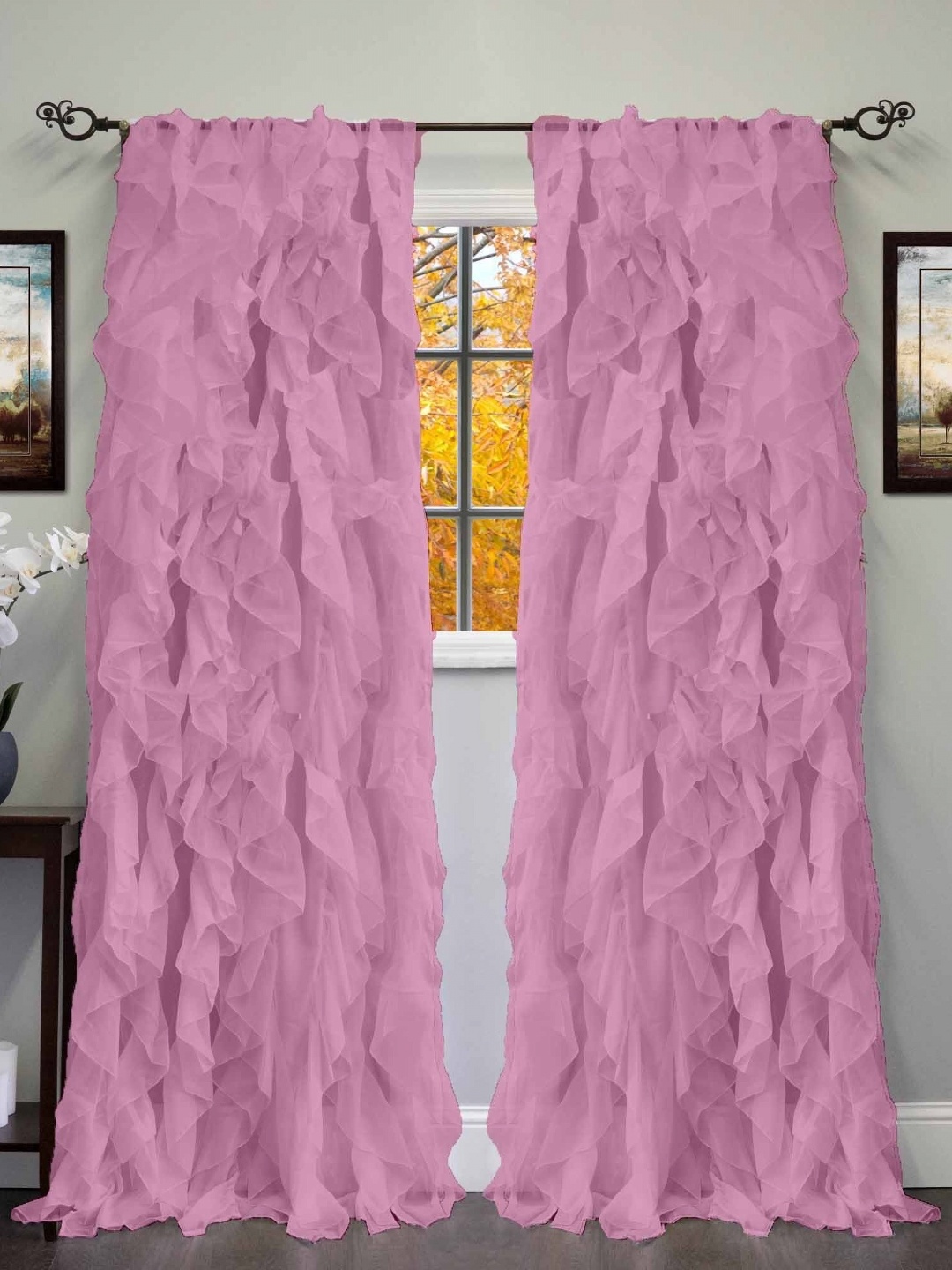 

Dekor World Multicoloured Set of 2 Sheer Long Door Curtain, Multi