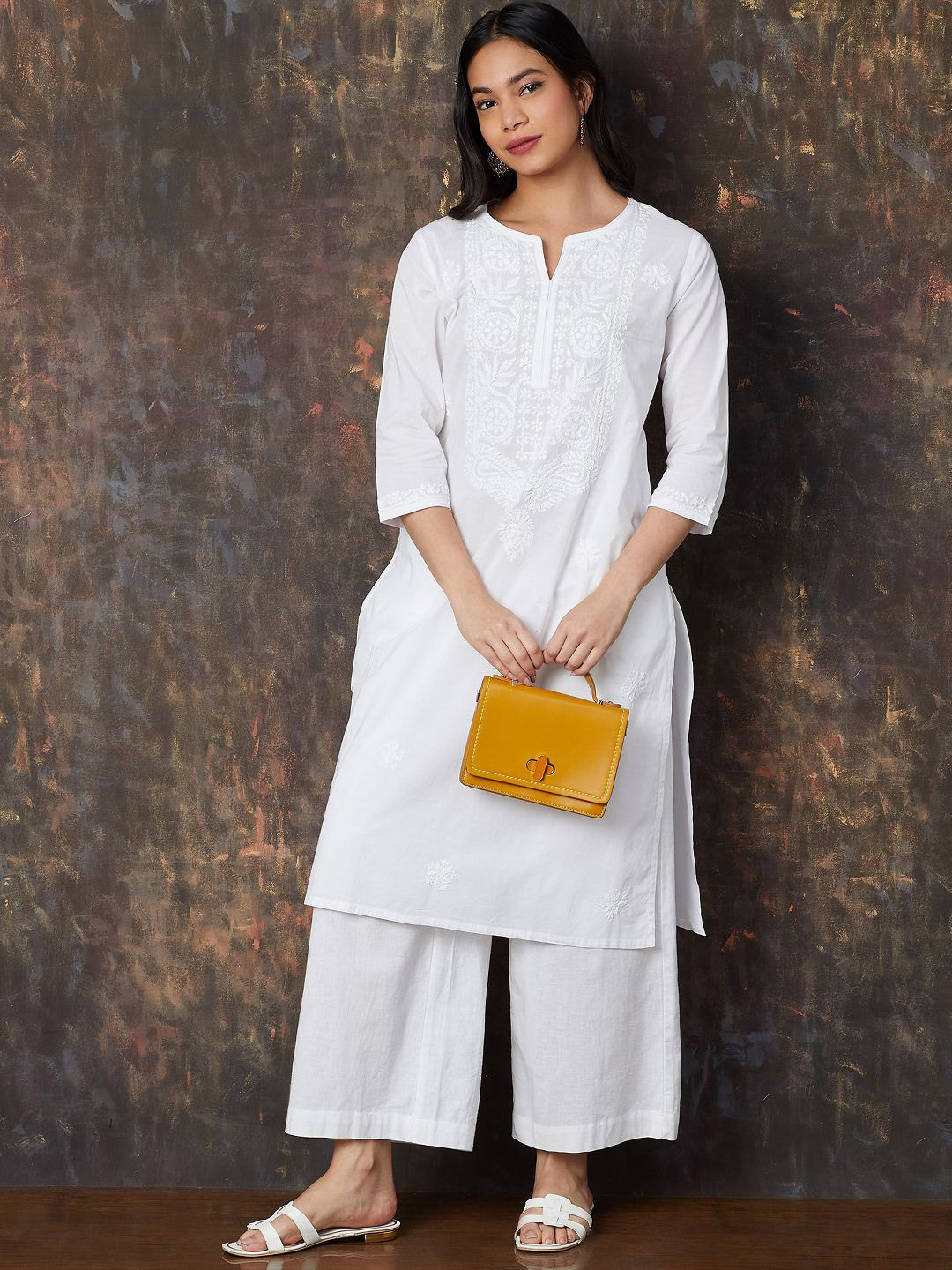 

Melange by Lifestyle Women Embroidered Kurta, White