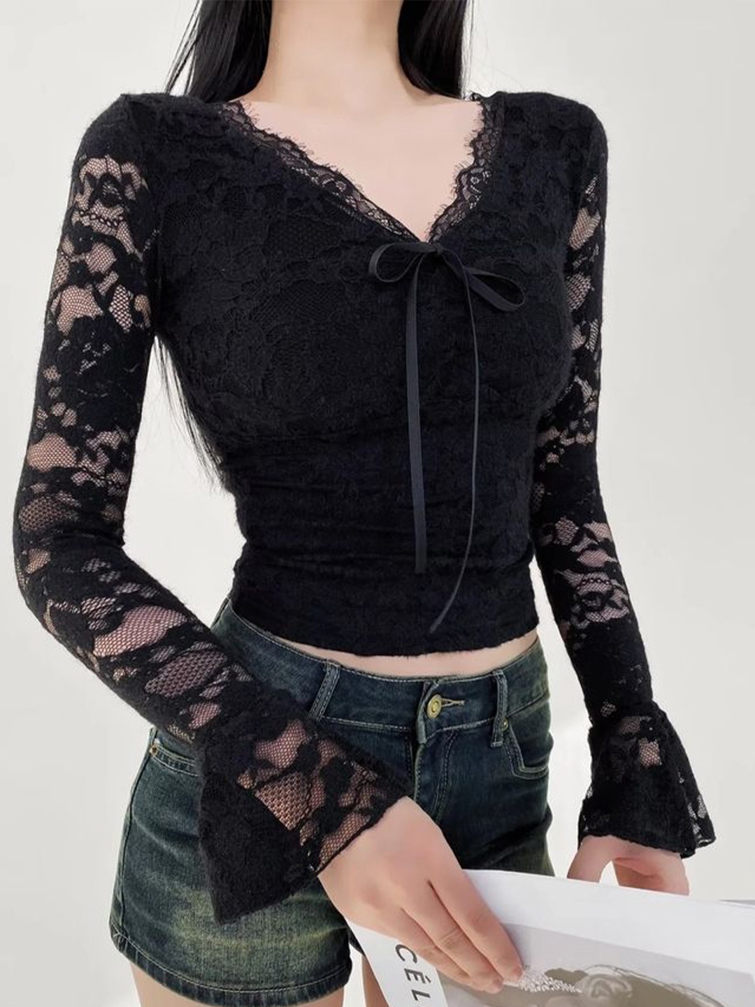 

LULU & SKY Cotton Crop Top, Black