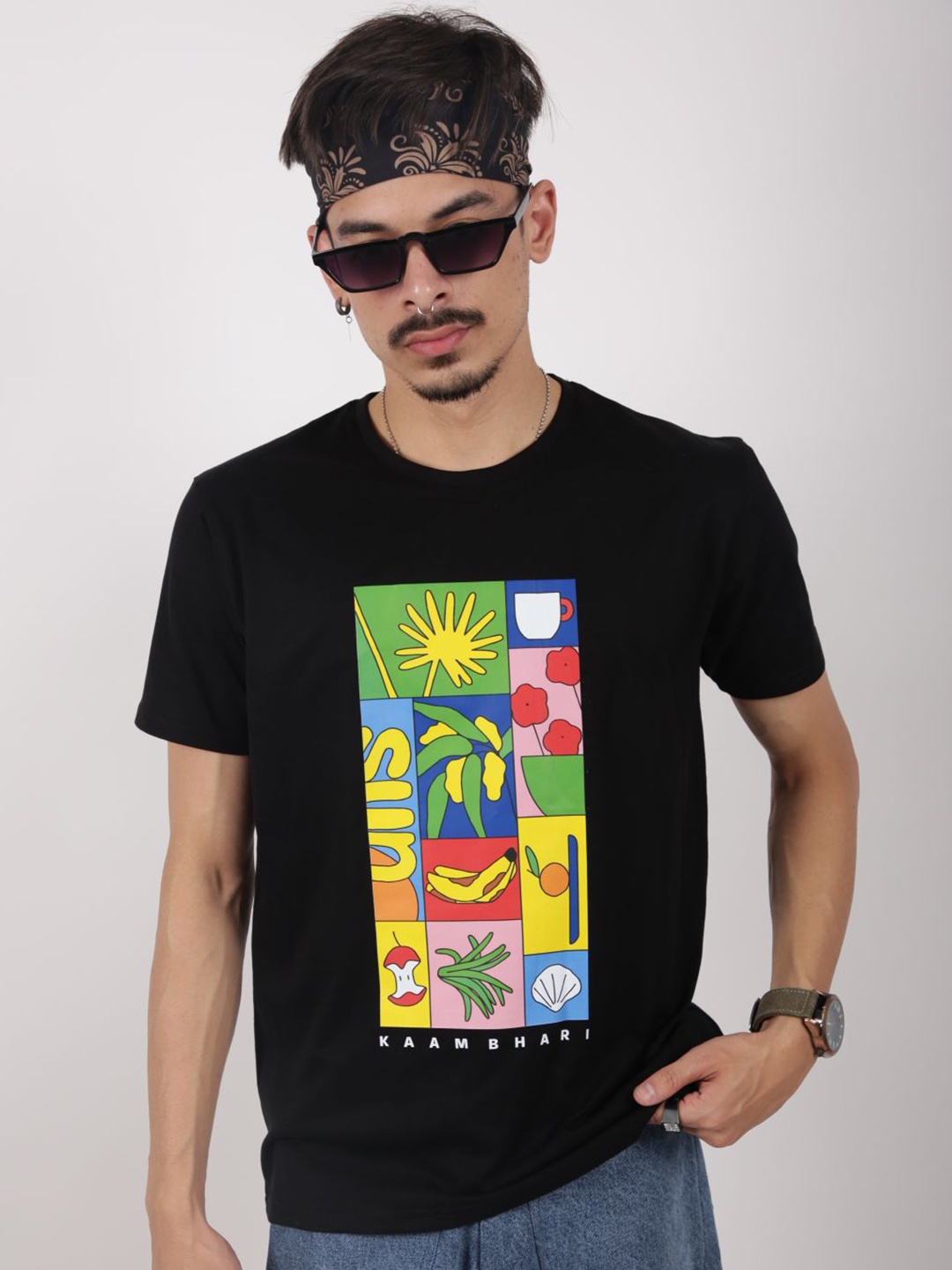 

KaamBhari Unisex Extended Sleeves Pure Cotton Pockets T-shirt, Black