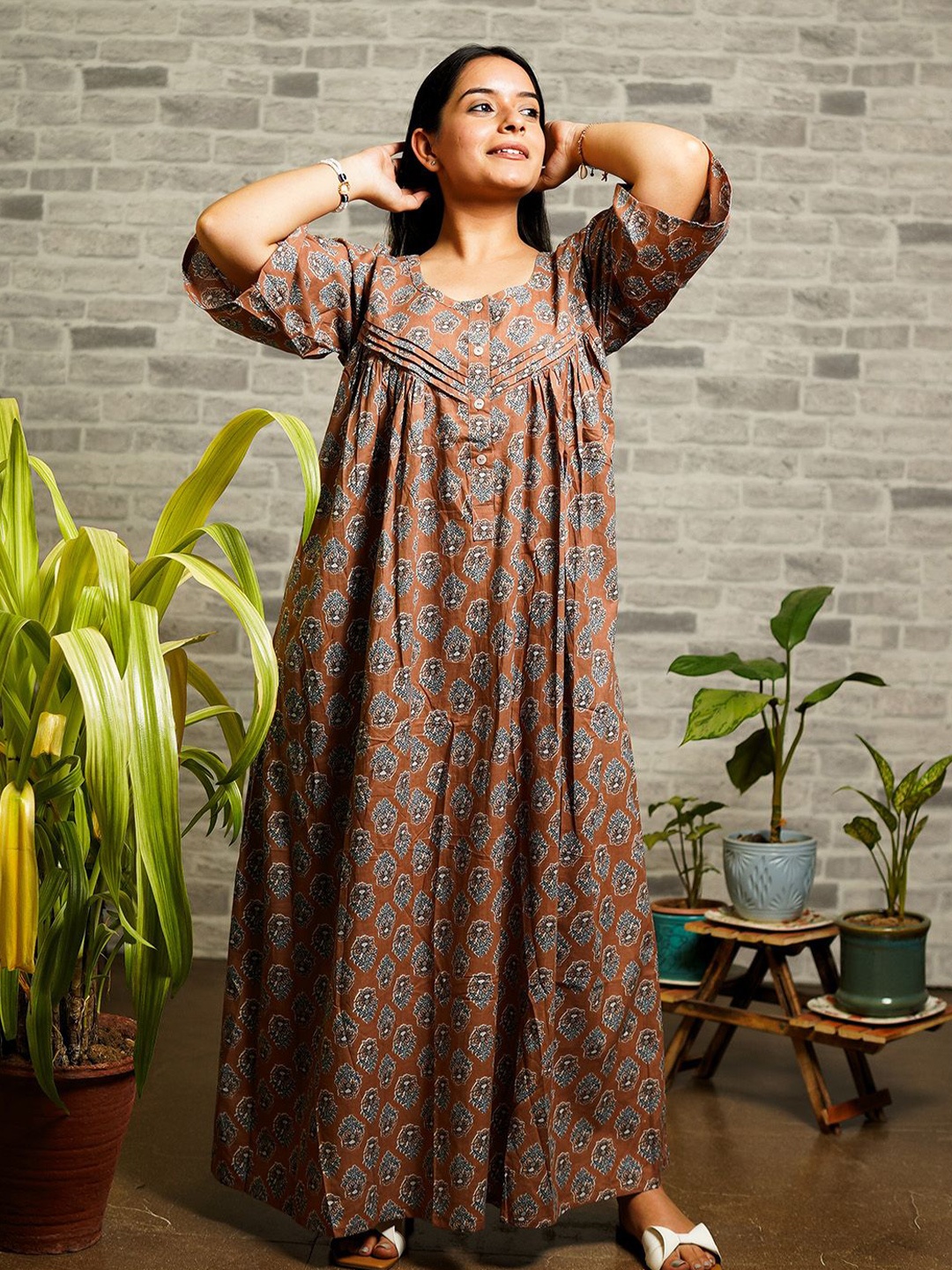 

THE SAFFRON SAGA Floral Print Maxi Dress, Multi
