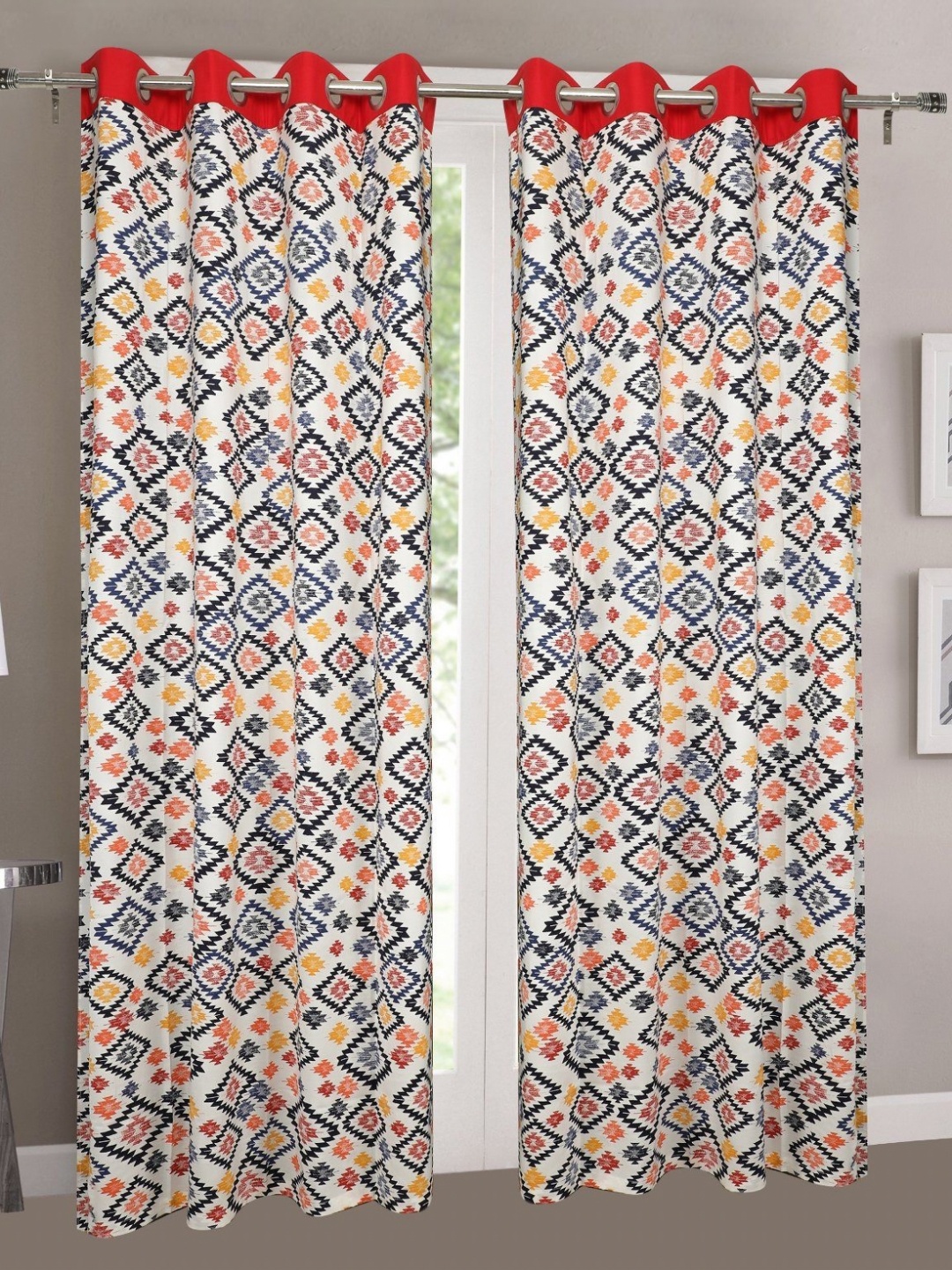 

Dekor World Multicoloured Set of 2 Long Door Curtain, Multi