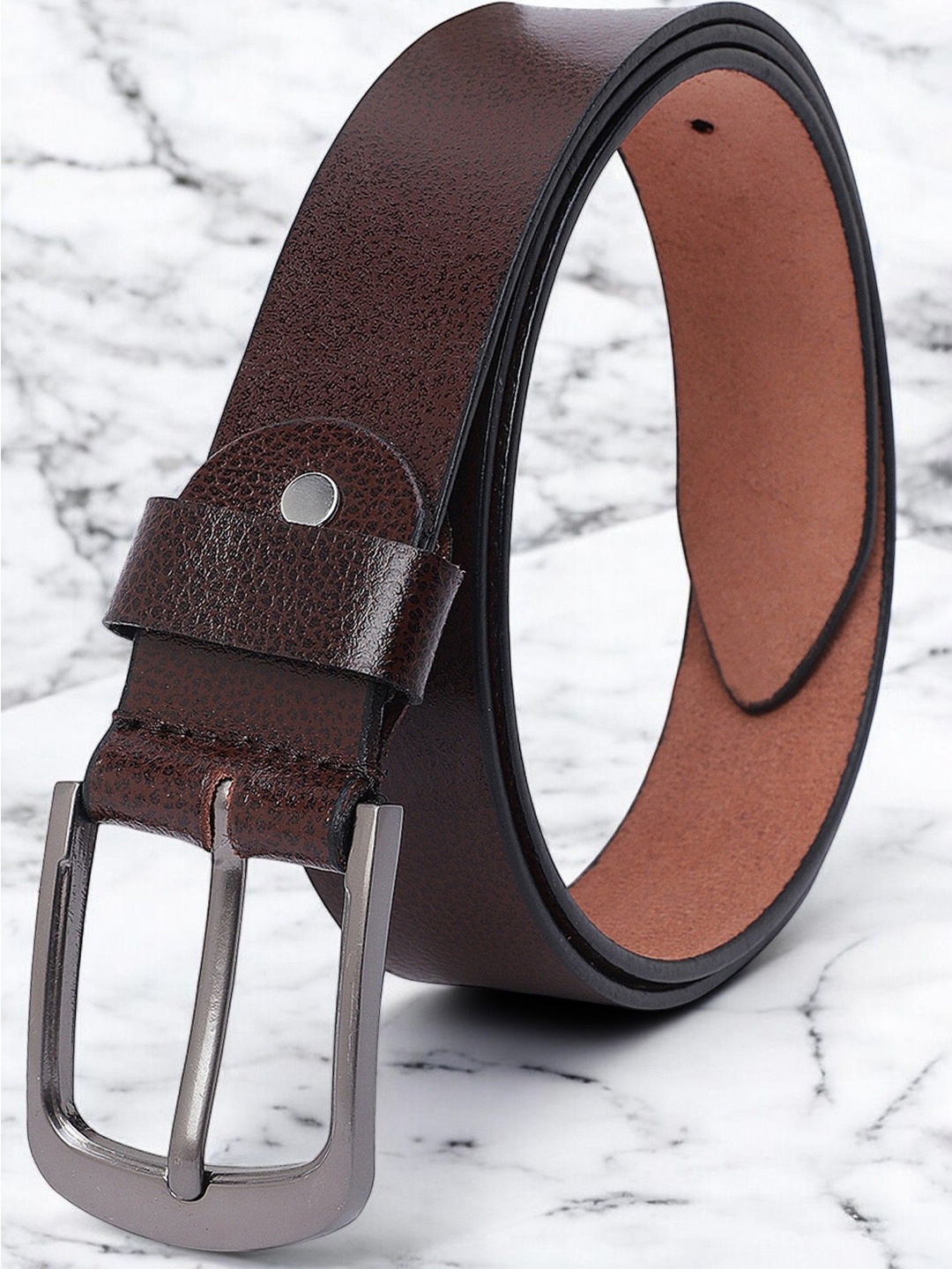 

Metronaut Men Textured Leather Formal Belt, Brown