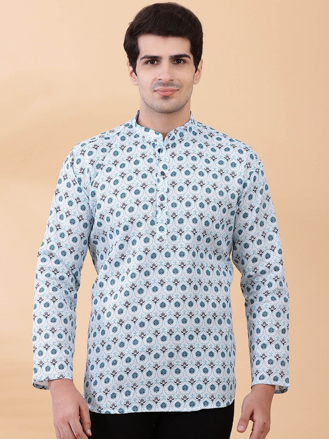 

Shiv Leela Men Ethnic Motifs Printed Indie Prints Kurta, Blue